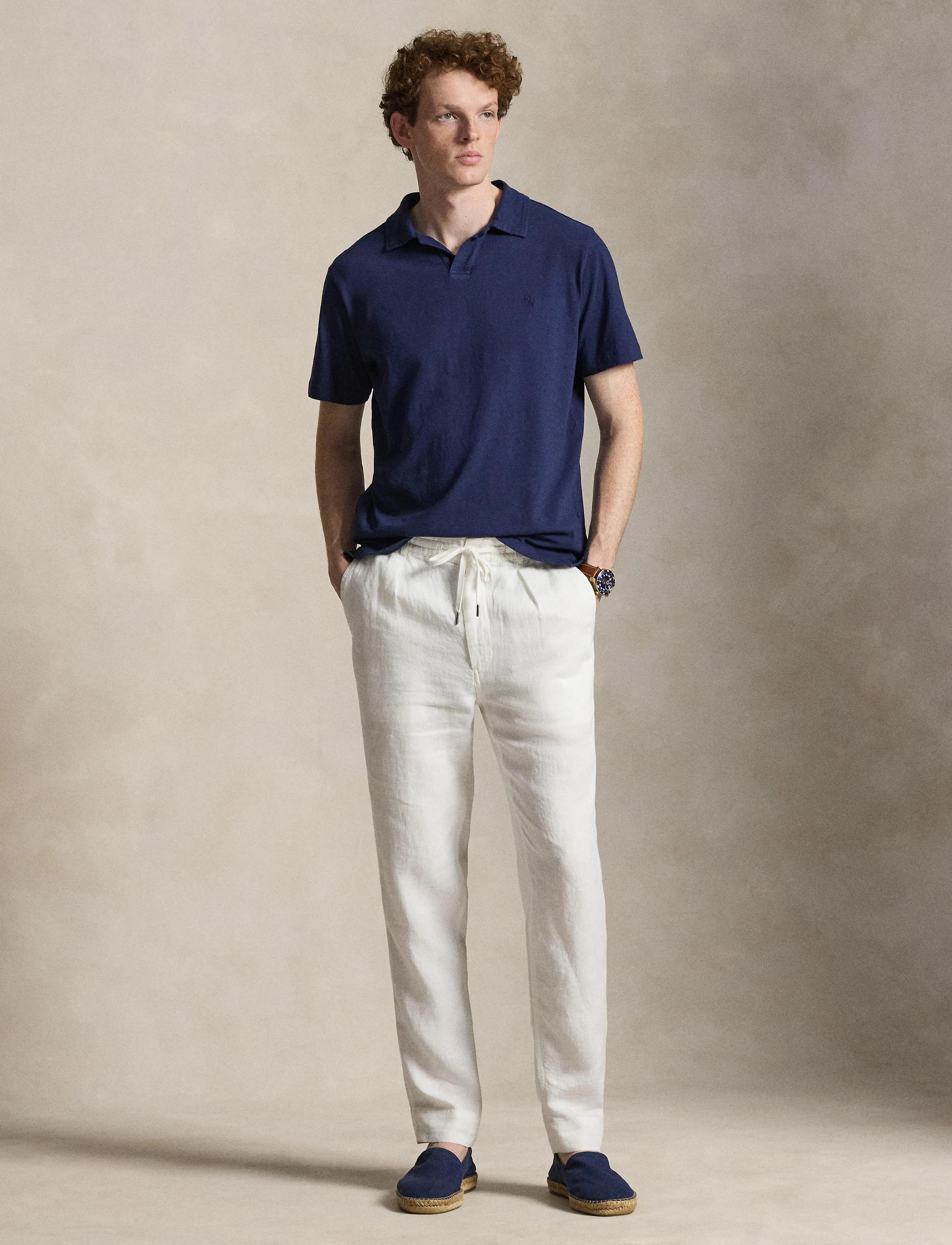 Polo Ralph Lauren Standard Fit Cotton-Linen Polo Shirt - Kampagnen - NEWPORT NAVY/NAVY / navy