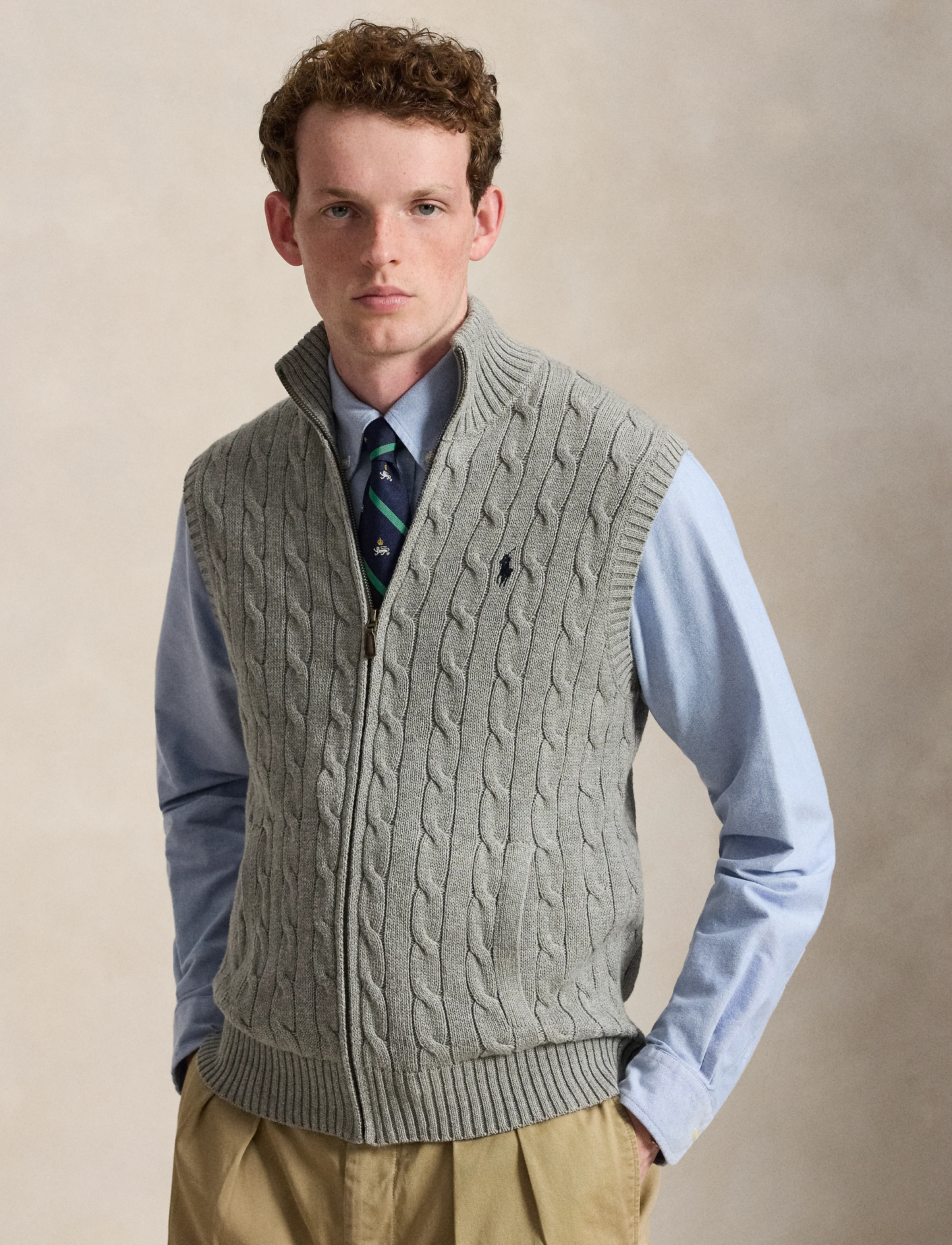 Cable-Knit Cotton Sweater Vest