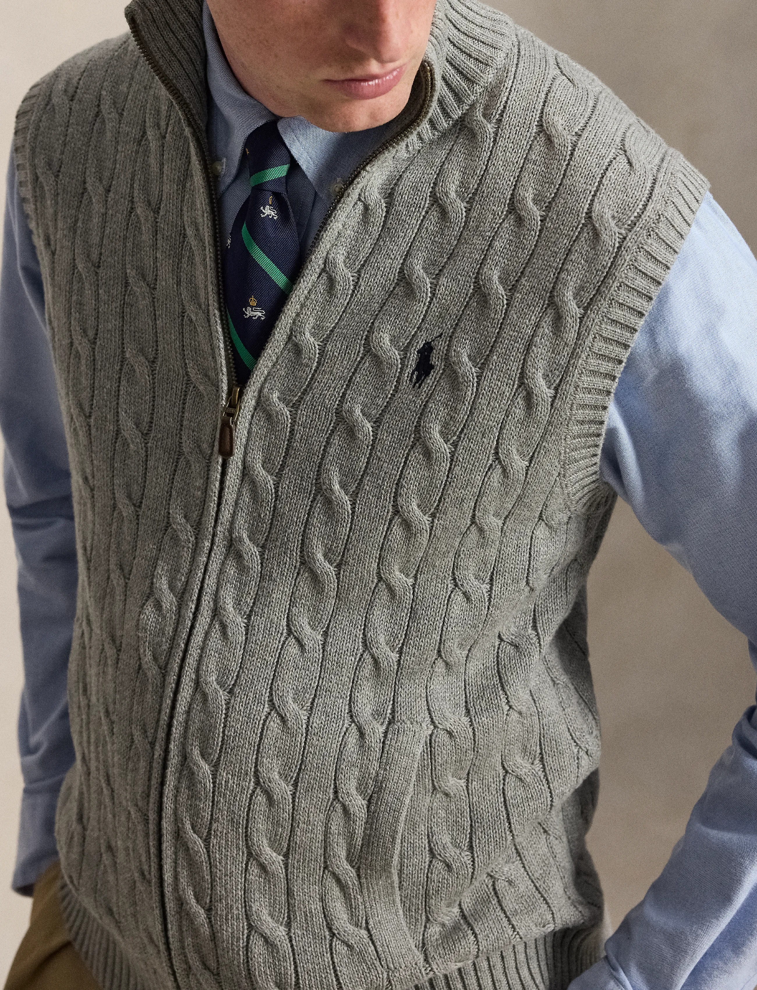 Polo Ralph Lauren Cable-Knit Cotton Sweater Vest västar herr – bild 3
