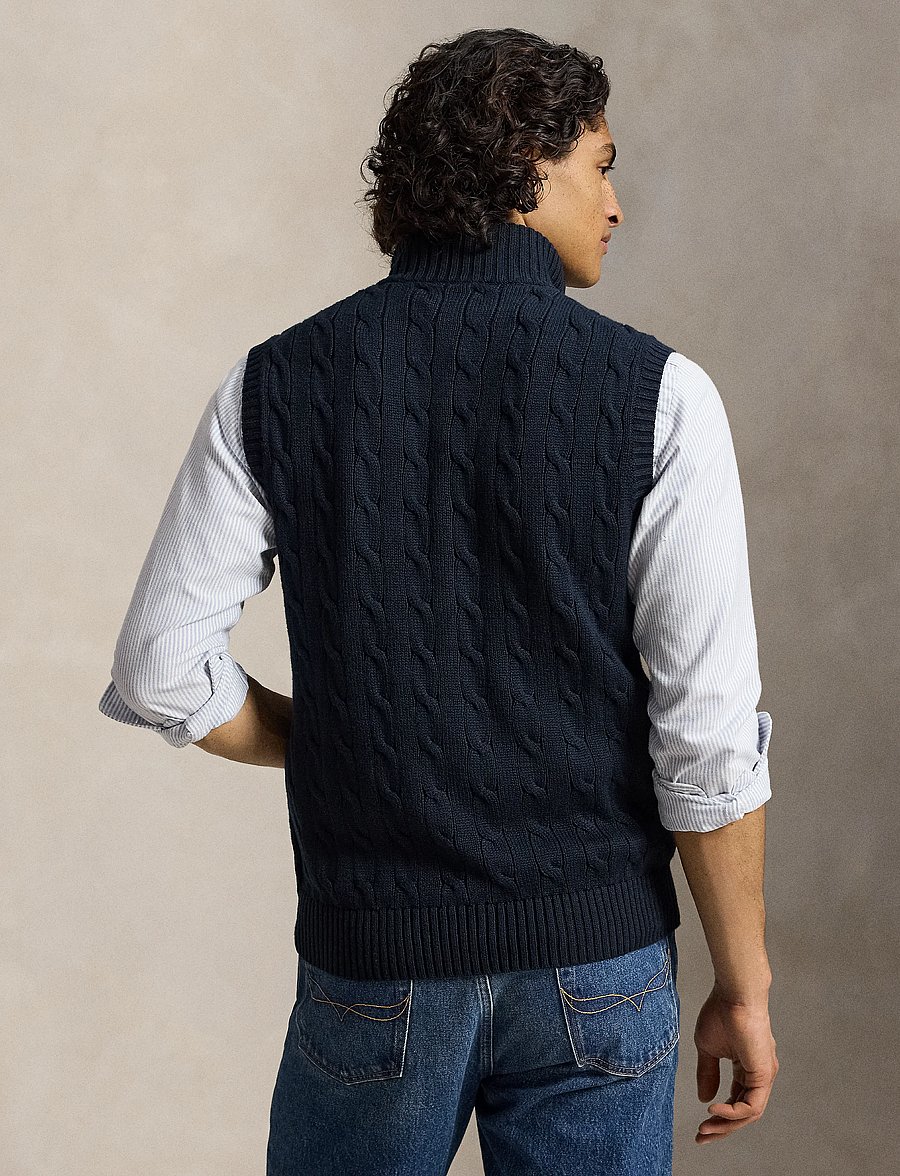 Polo Ralph Lauren - 5/1 ROVING COTTON-SWEATER-VEST - strikveste - hunter navy w/ c8 - 2