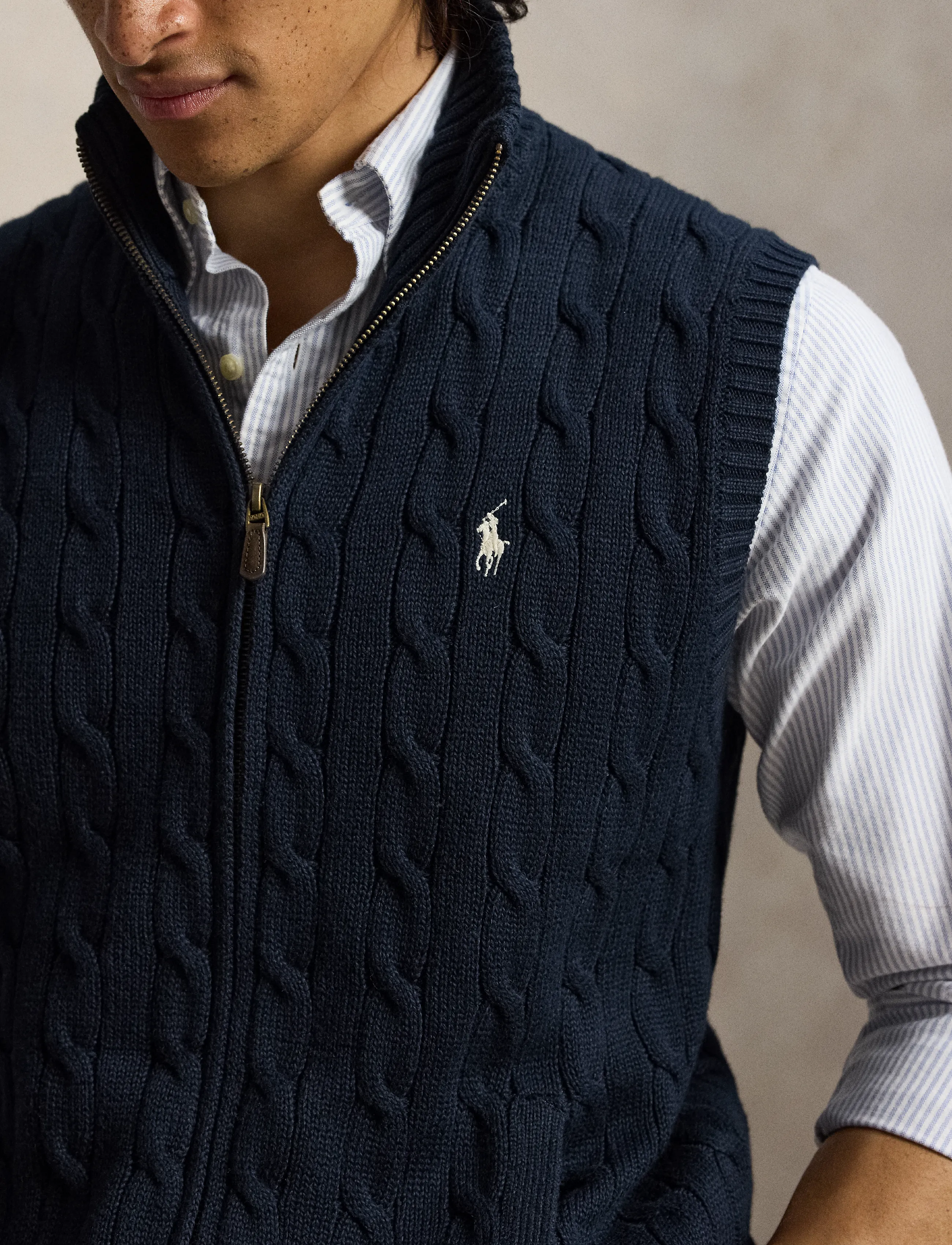 Polo Ralph Lauren - 5/1 ROVING COTTON-SWEATER-VEST - strikveste - hunter navy w/ c8 - 3