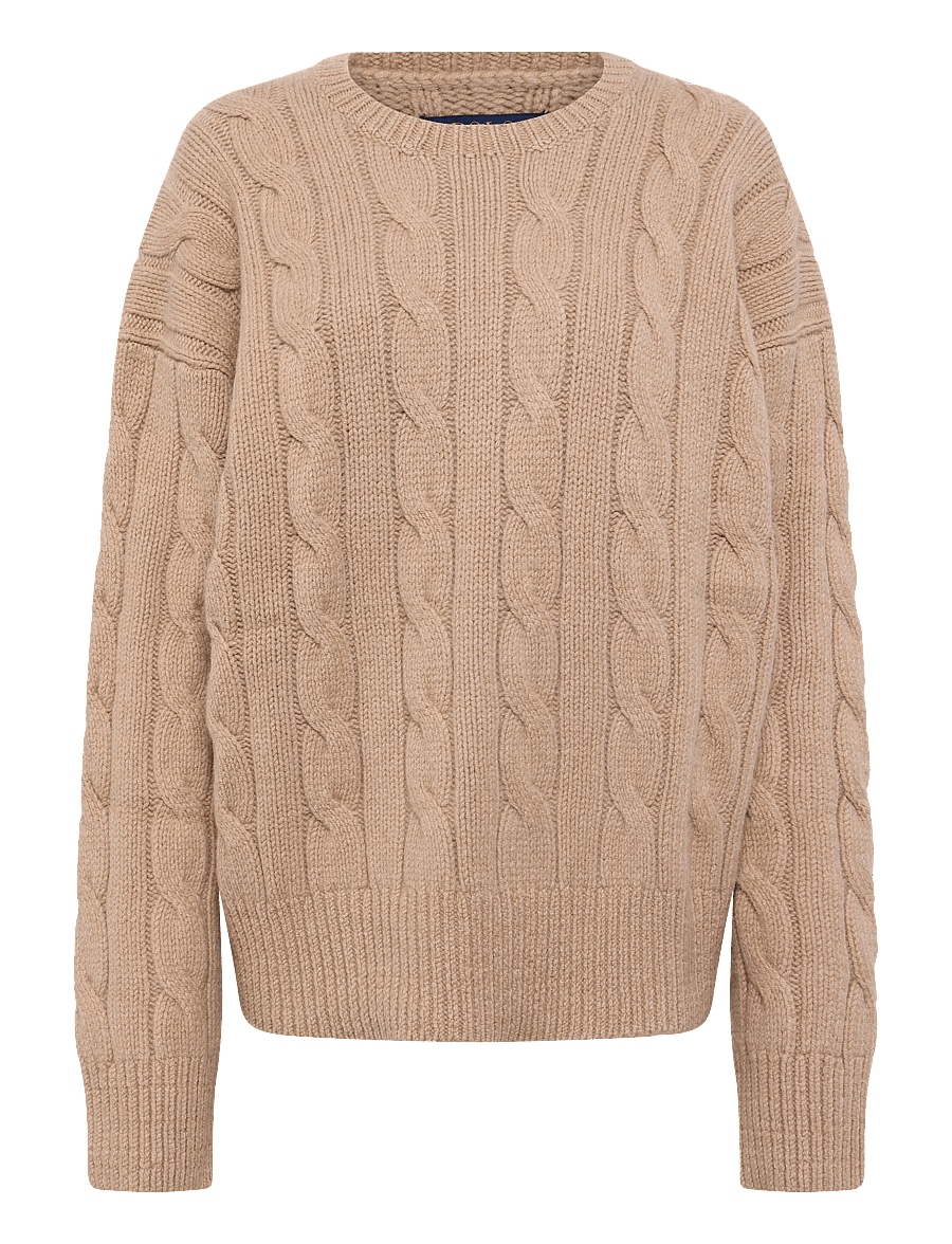 Polo Ralph Lauren - Relaxed Fit Cable Wool-Blend Sweater - rund hals - camel melange - 0