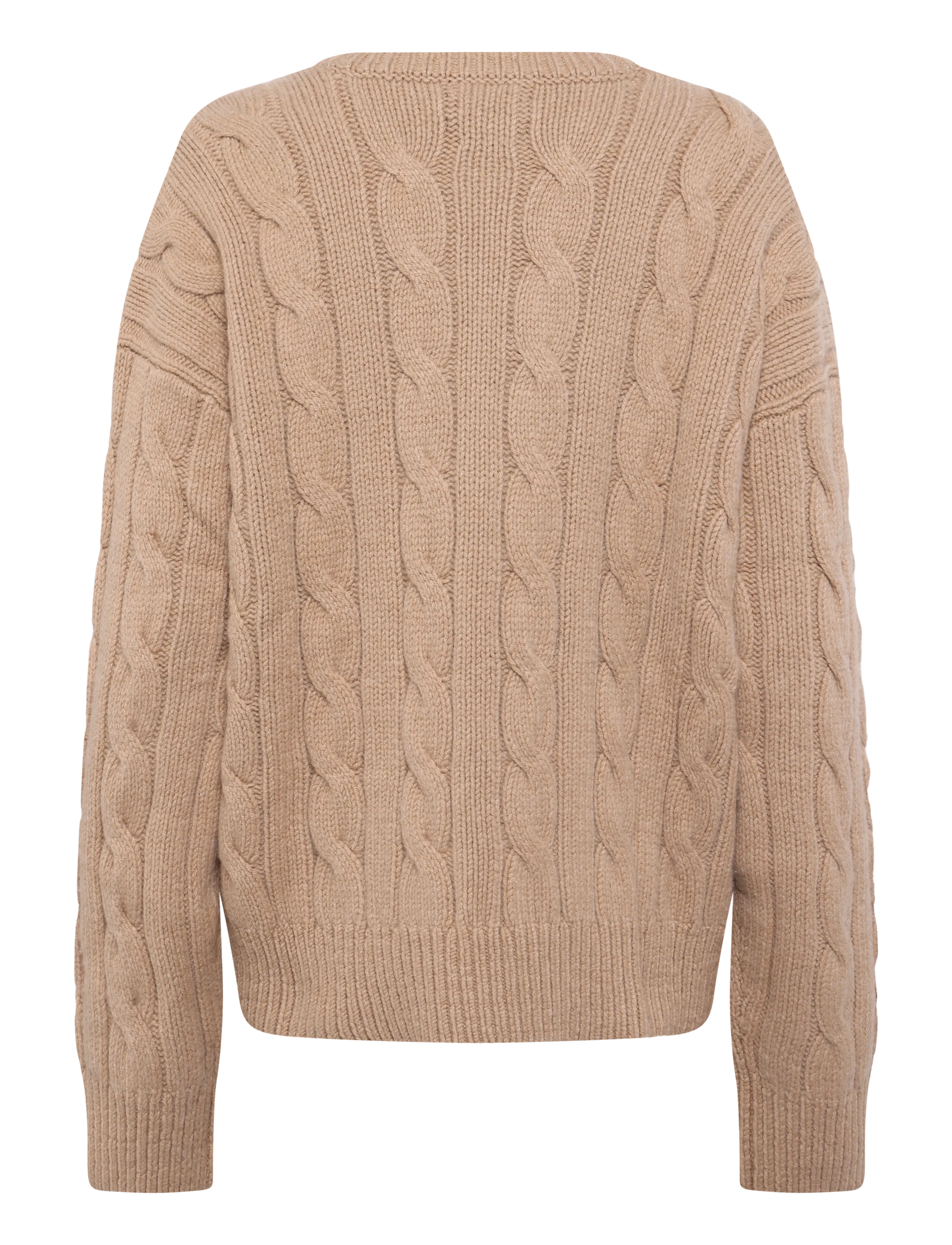 Polo Ralph Lauren - Relaxed Fit Cable Wool-Blend Sweater - rund hals - camel melange - 1