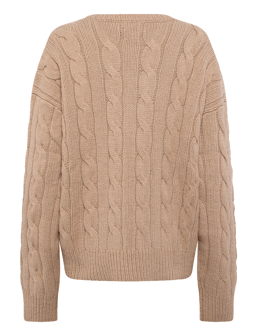 Polo Ralph Lauren - Relaxed Fit Cable Wool-Blend Sweater - rund hals - camel melange - 1