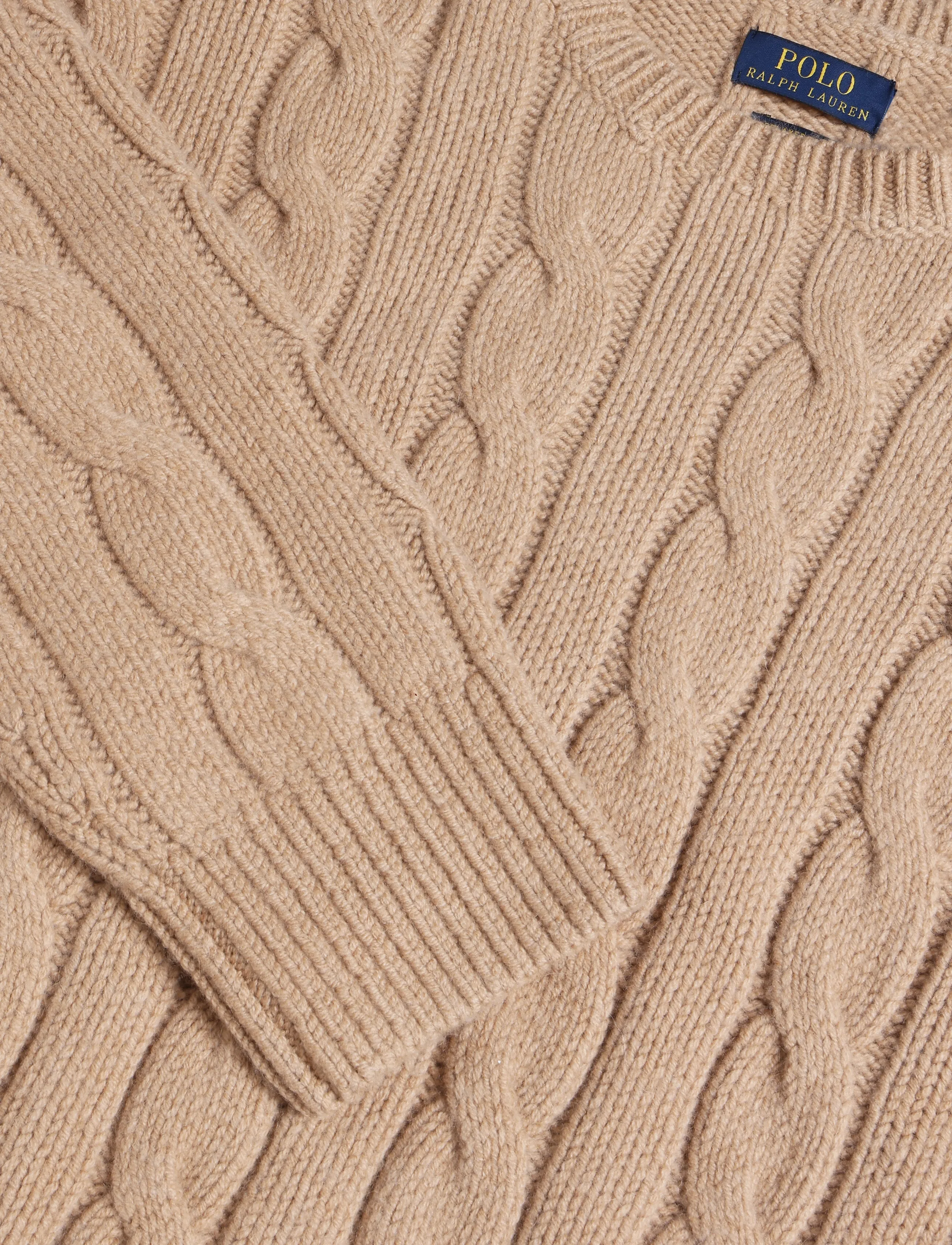 Polo Ralph Lauren - Relaxed Fit Cable Wool-Blend Sweater - rund hals - camel melange - 2