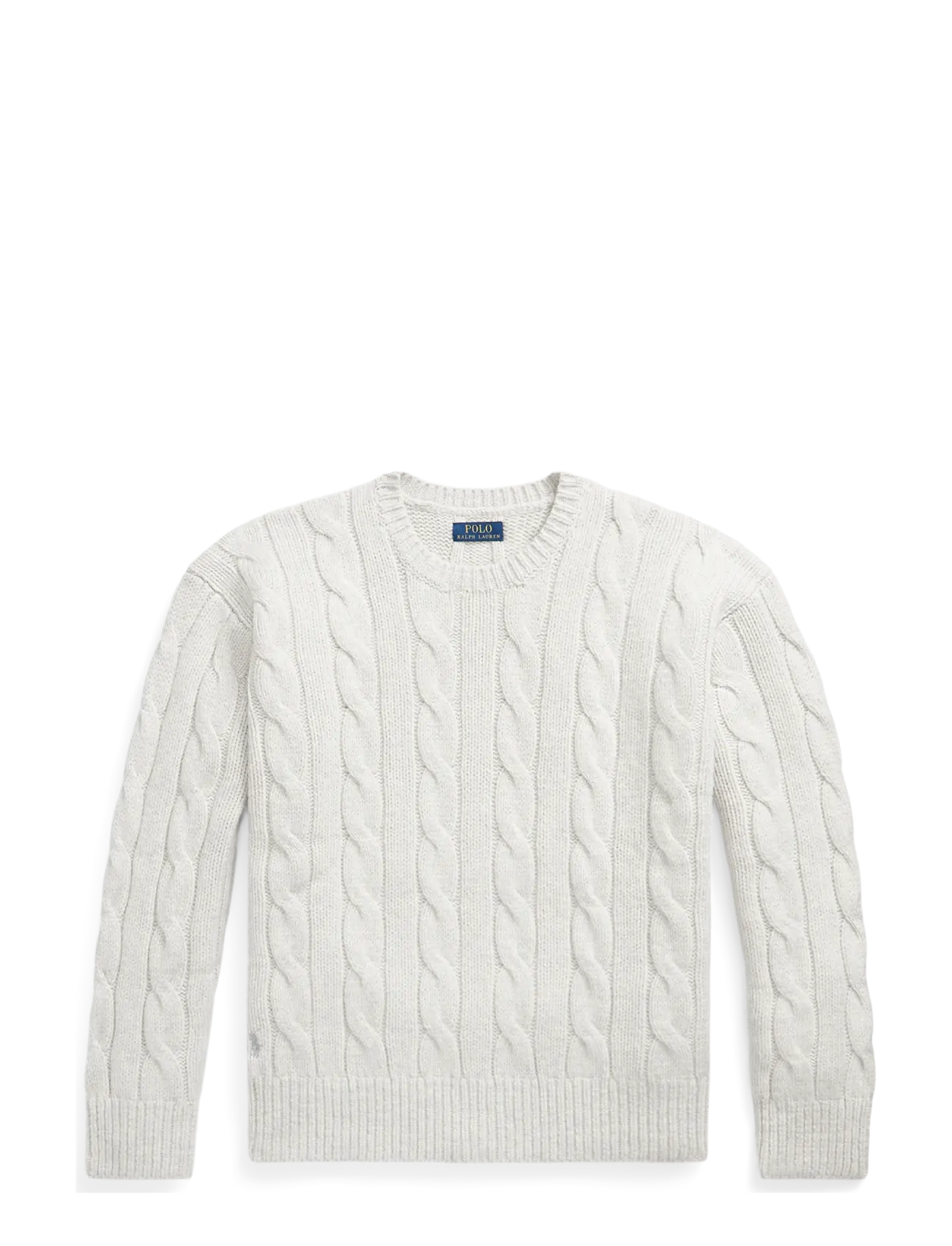 Polo Ralph Lauren Relaxed Fit Cable Wool-Blend Sweater, M, Grey, Strik > Runde Halse, Herre