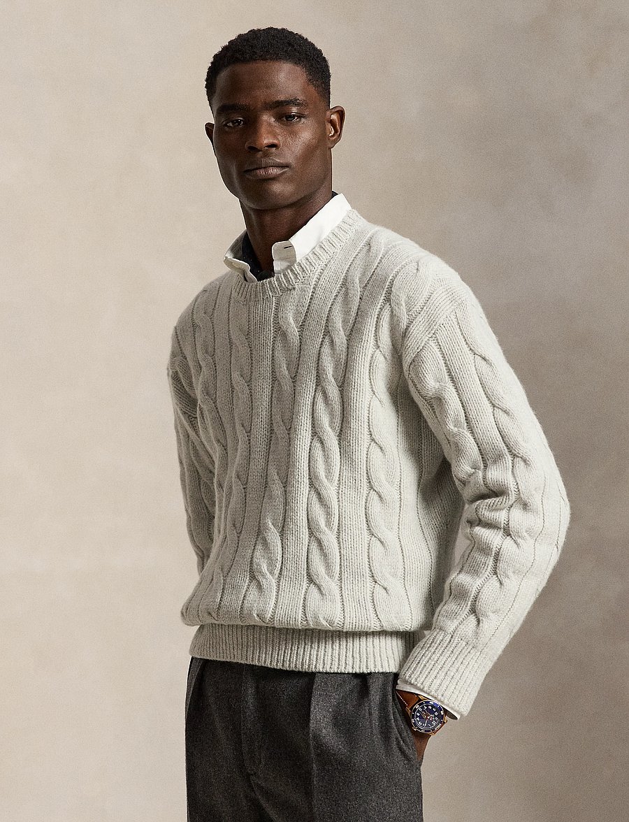 Polo Ralph Lauren - Relaxed Fit Cable Wool-Blend Sweater - rund hals - dim grey heather - 0