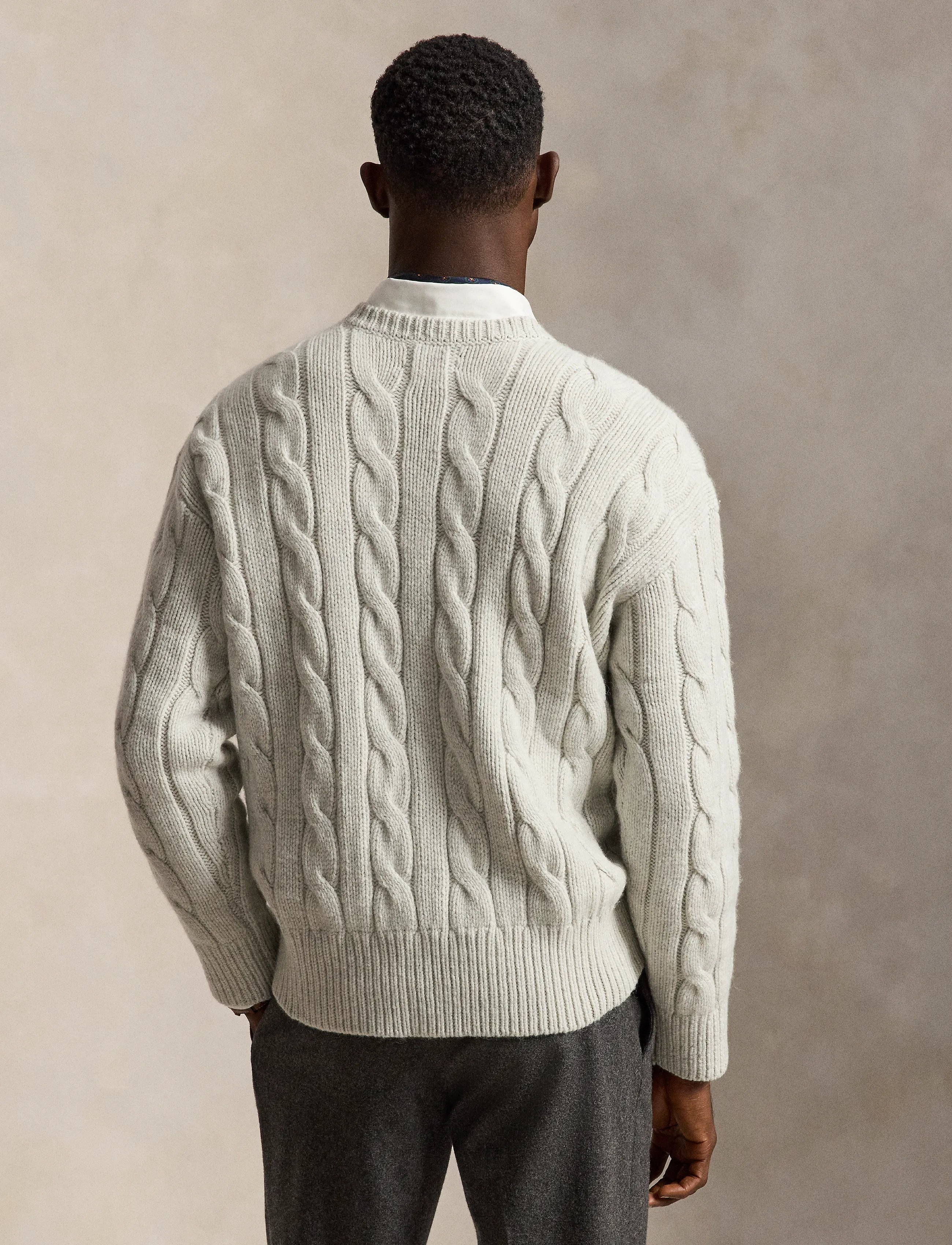 Polo Ralph Lauren - Relaxed Fit Cable Wool-Blend Sweater - rund hals - dim grey heather - 3