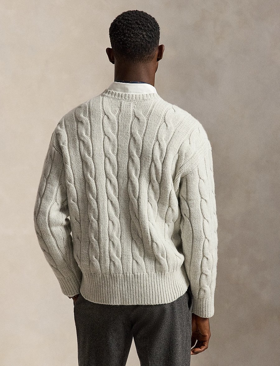 Polo Ralph Lauren - Relaxed Fit Cable Wool-Blend Sweater - rund hals - dim grey heather - 3