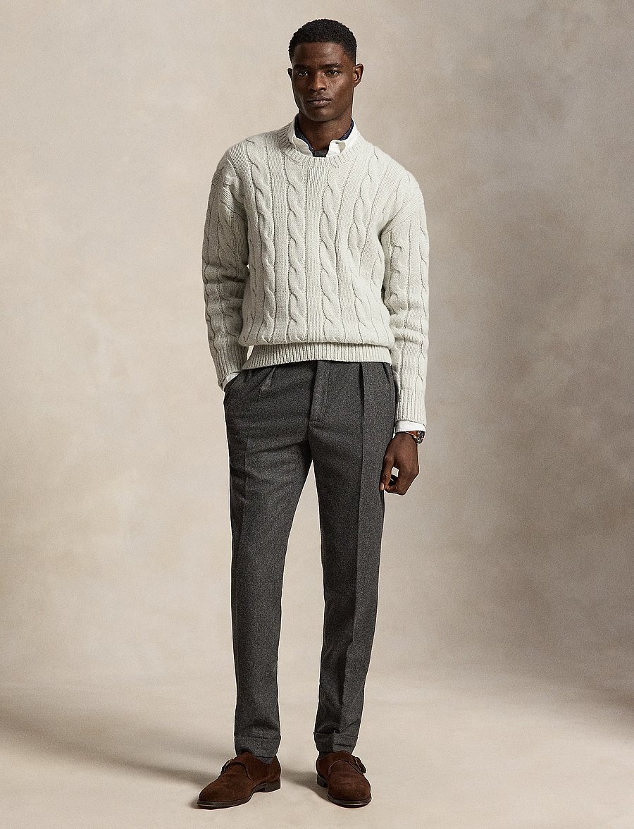 Polo Ralph Lauren - Relaxed Fit Cable Wool-Blend Sweater - rund hals - dim grey heather - 4