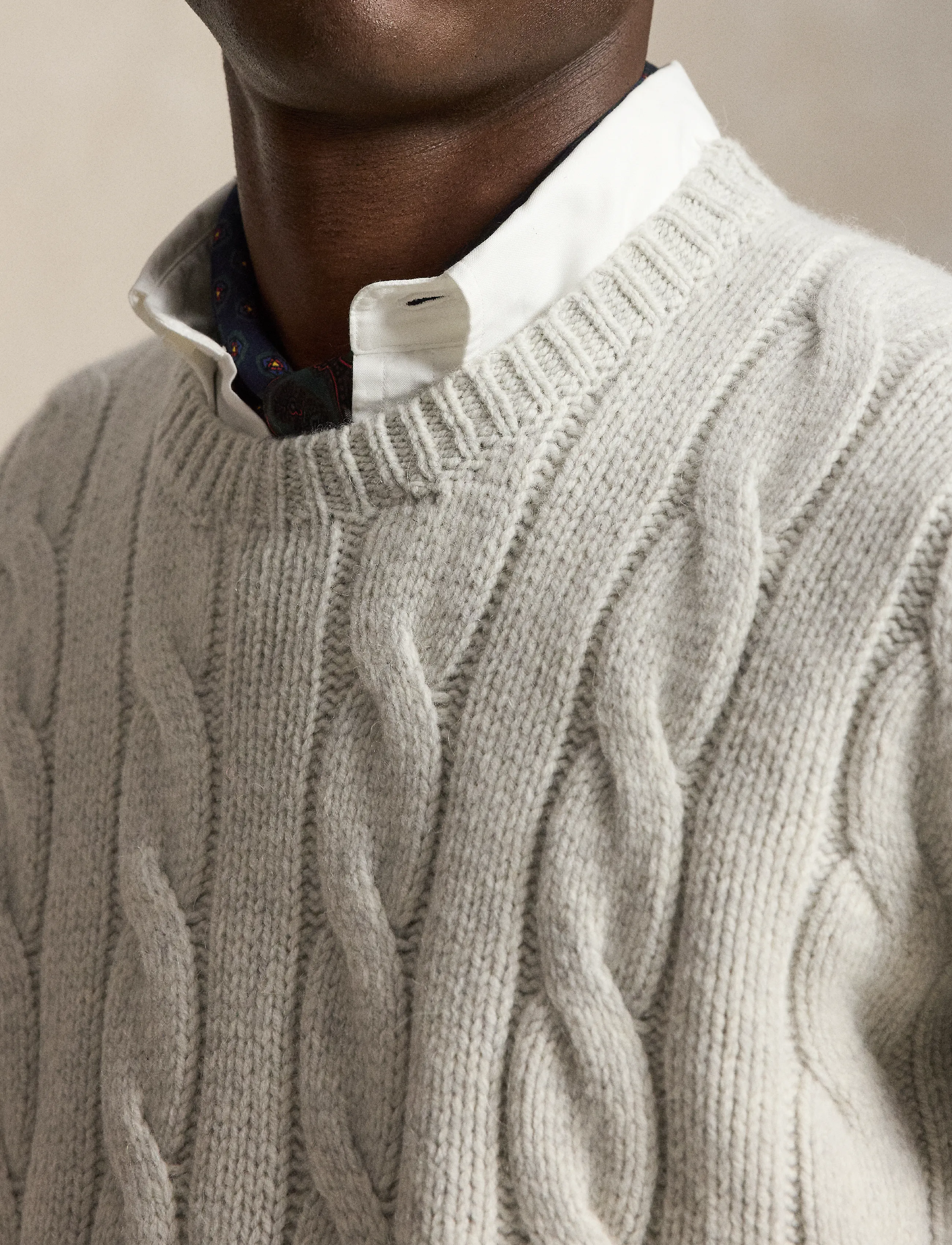 Polo Ralph Lauren - Relaxed Fit Cable Wool-Blend Sweater - rund hals - dim grey heather - 5