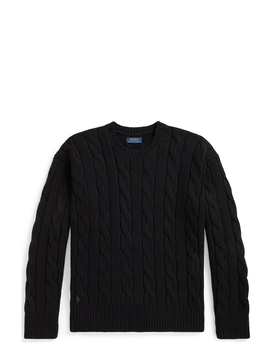 Polo Ralph Lauren - Relaxed Fit Cable Wool-Blend Sweater - Ümmarguse kaelusega kudumid - polo black - 0