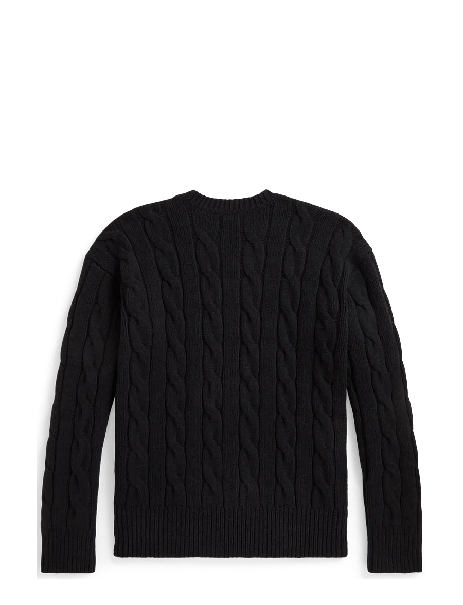 Polo Ralph Lauren - Relaxed Fit Cable Wool-Blend Sweater - Ümmarguse kaelusega kudumid - polo black - 1