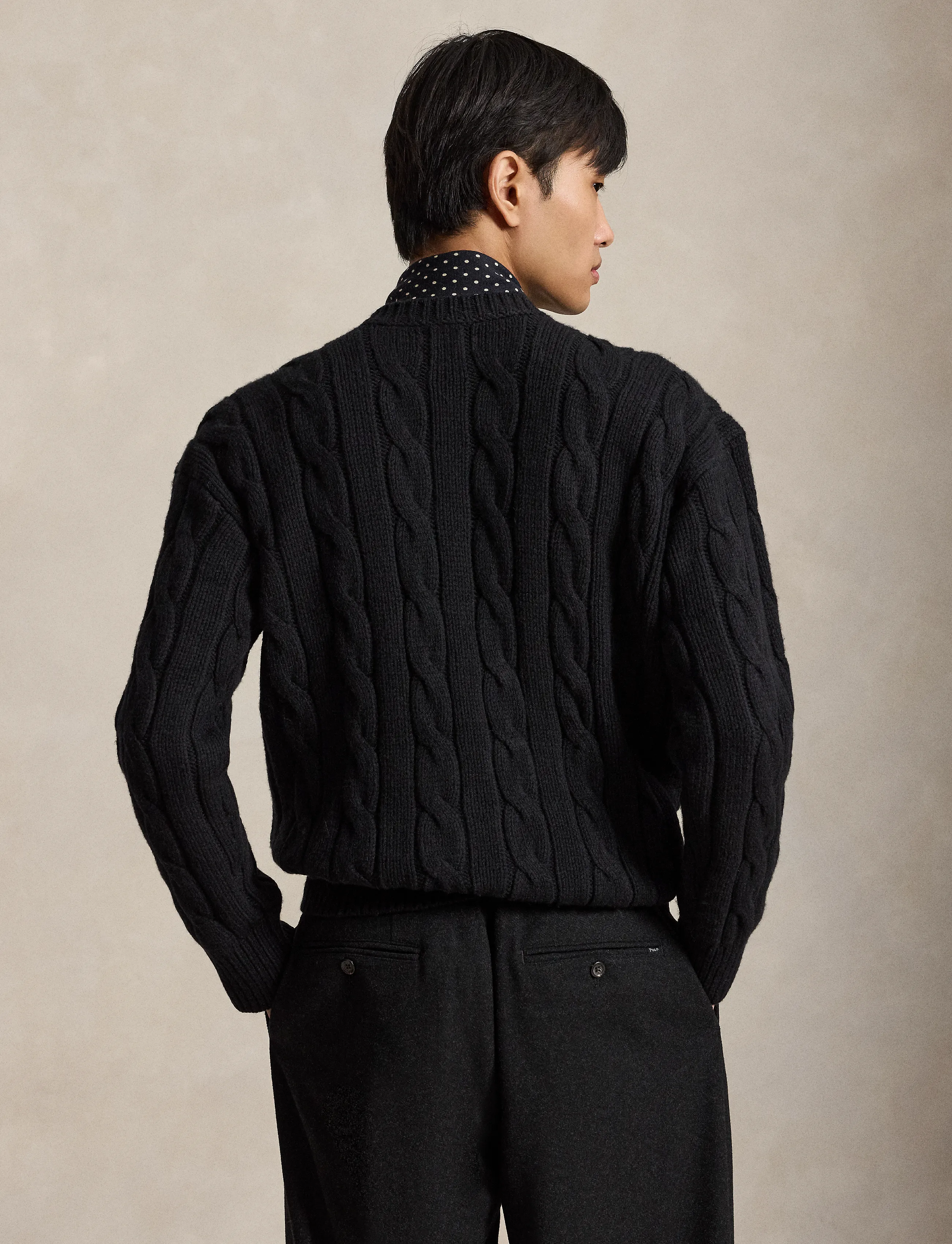 Polo Ralph Lauren - Relaxed Fit Cable Wool-Blend Sweater - Ümmarguse kaelusega kudumid - polo black - 3