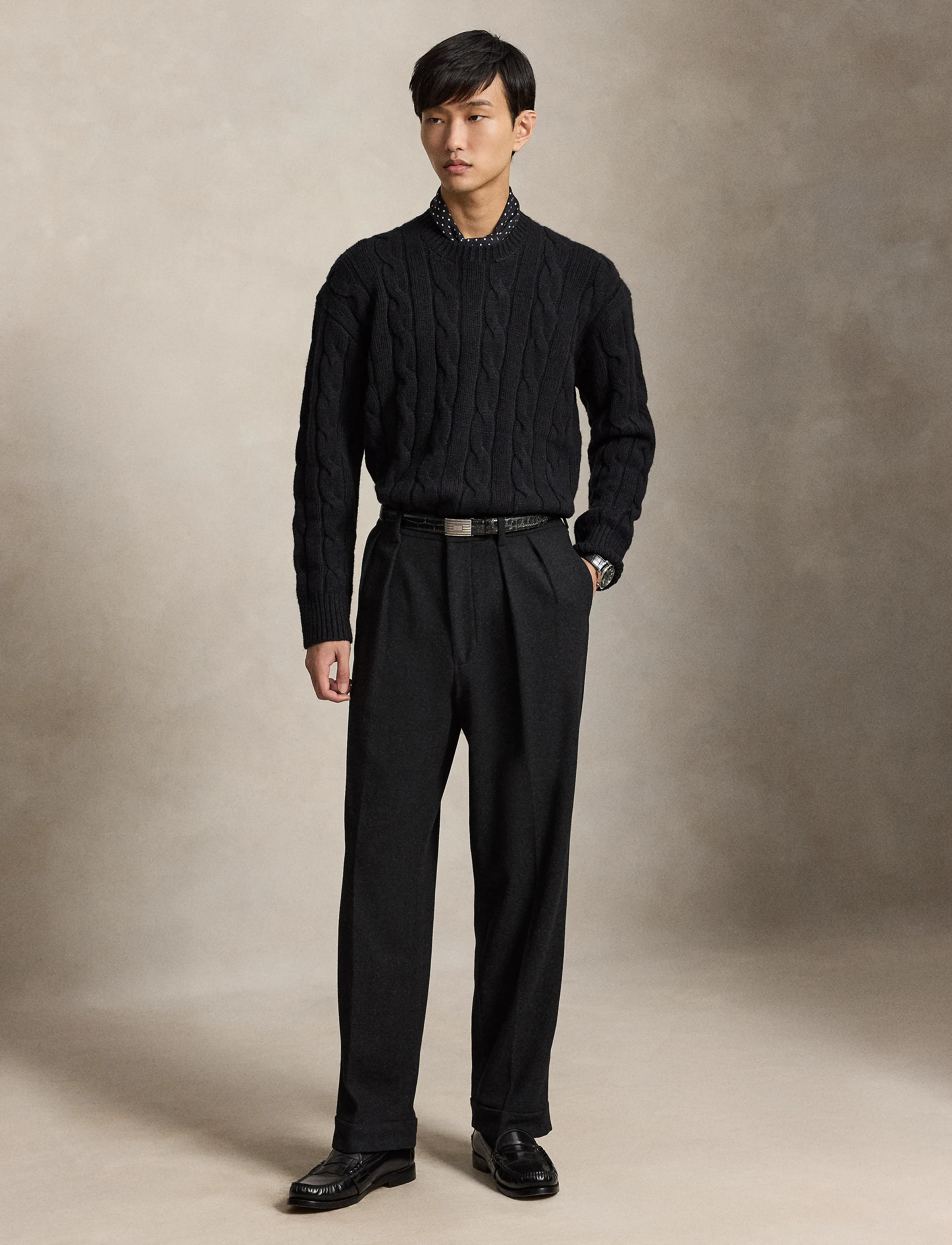 Polo Ralph Lauren - Relaxed Fit Cable Wool-Blend Sweater - Ümmarguse kaelusega kudumid - polo black - 4