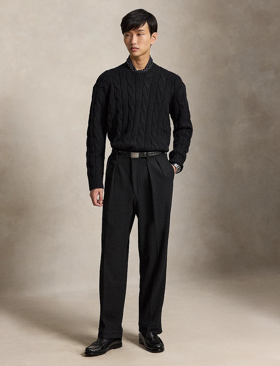 Polo Ralph Lauren - Relaxed Fit Cable Wool-Blend Sweater - Ümmarguse kaelusega kudumid - polo black - 4