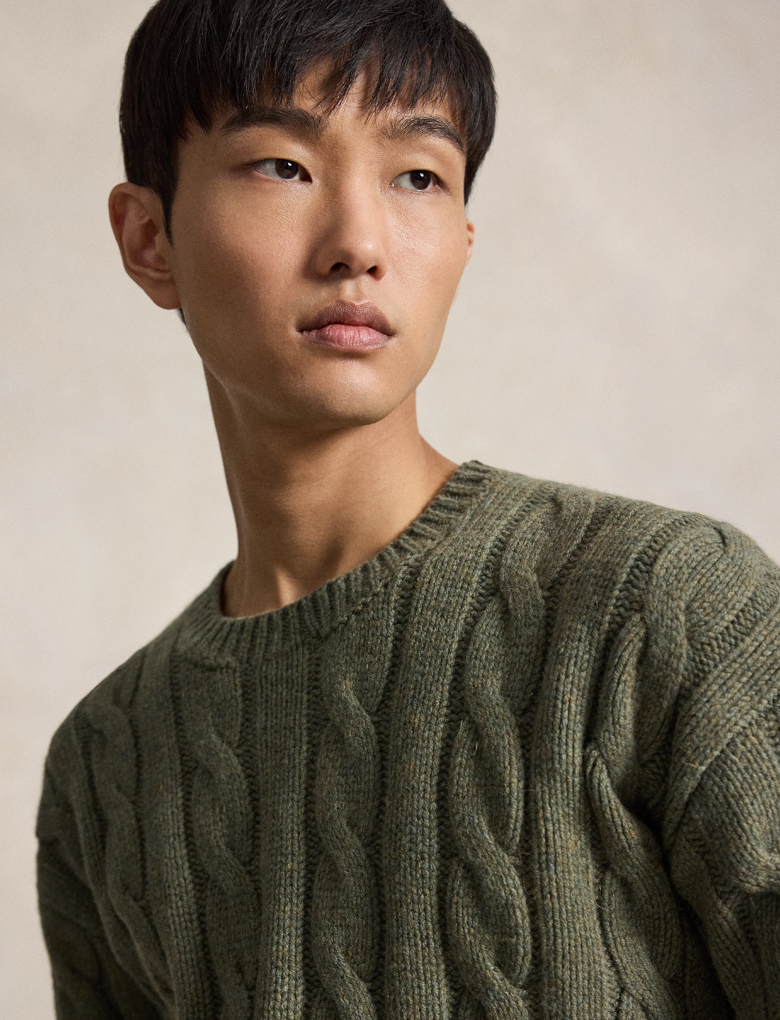 Polo Ralph Lauren - Relaxed Fit Cable Wool-Blend Sweater - knitted round necks - treron olive hthr - 5