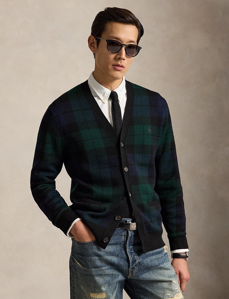 Polo Ralph Lauren - Plaid Washable Wool Cardigan - cardigans - blackwatch combo - 0
