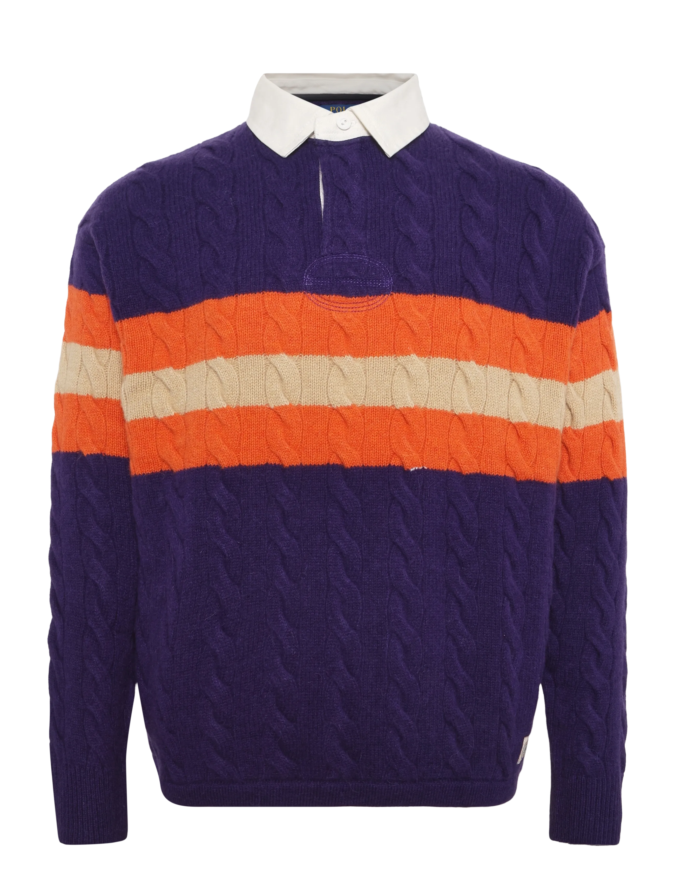 Polo Ralph Lauren Relaxed Fit Cable-Knit Rugby Sweater - Knitwear - PURPLE COMBO / purple