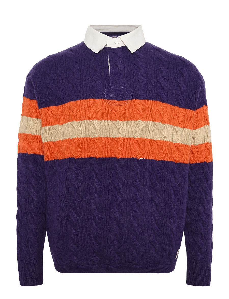 Polo Ralph Lauren - Relaxed Fit Cable-Knit Rugby Sweater - purple combo - 1