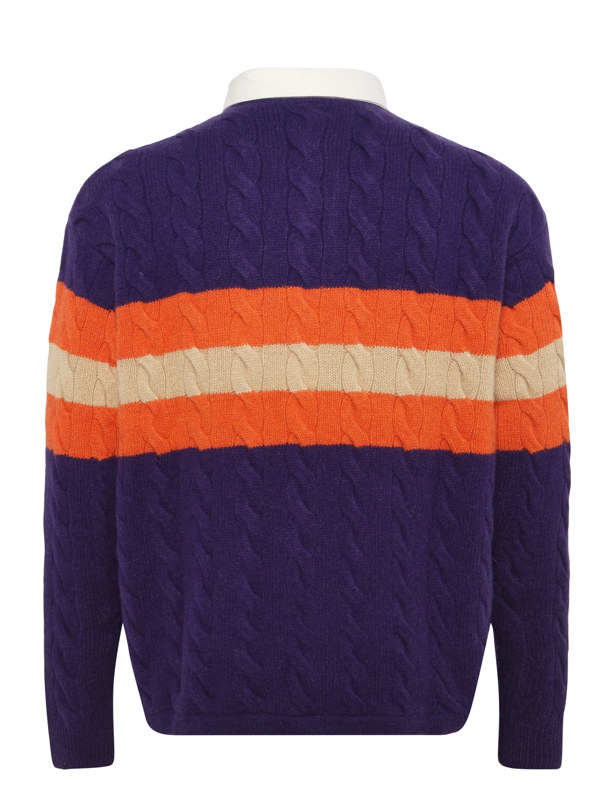Polo Ralph Lauren - Relaxed Fit Cable-Knit Rugby Sweater - purple combo - 2