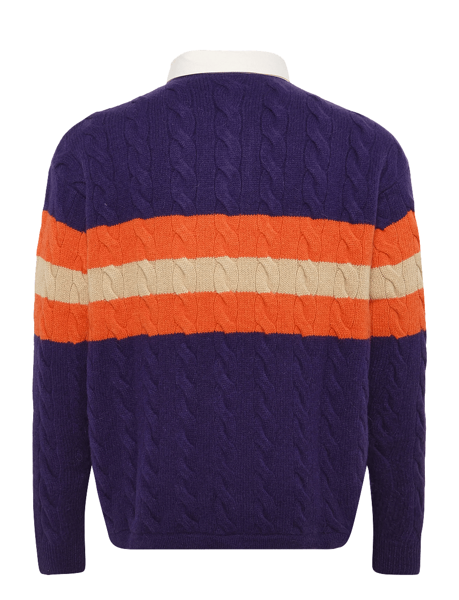 Polo Ralph Lauren - Relaxed Fit Cable-Knit Rugby Sweater - purple combo - 2