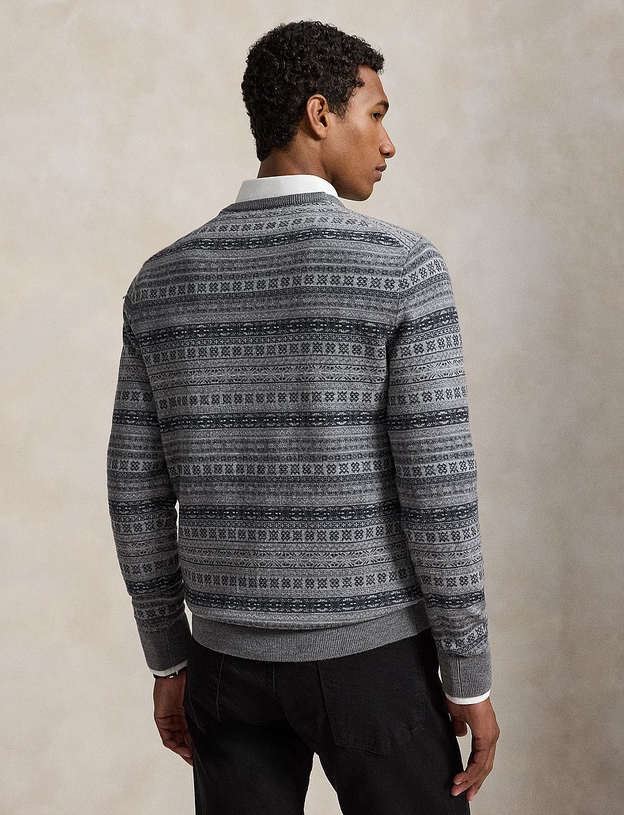 Polo Ralph Lauren - Fair Isle tvättbar tröja i ull - rundhalsad - grey combo - 3
