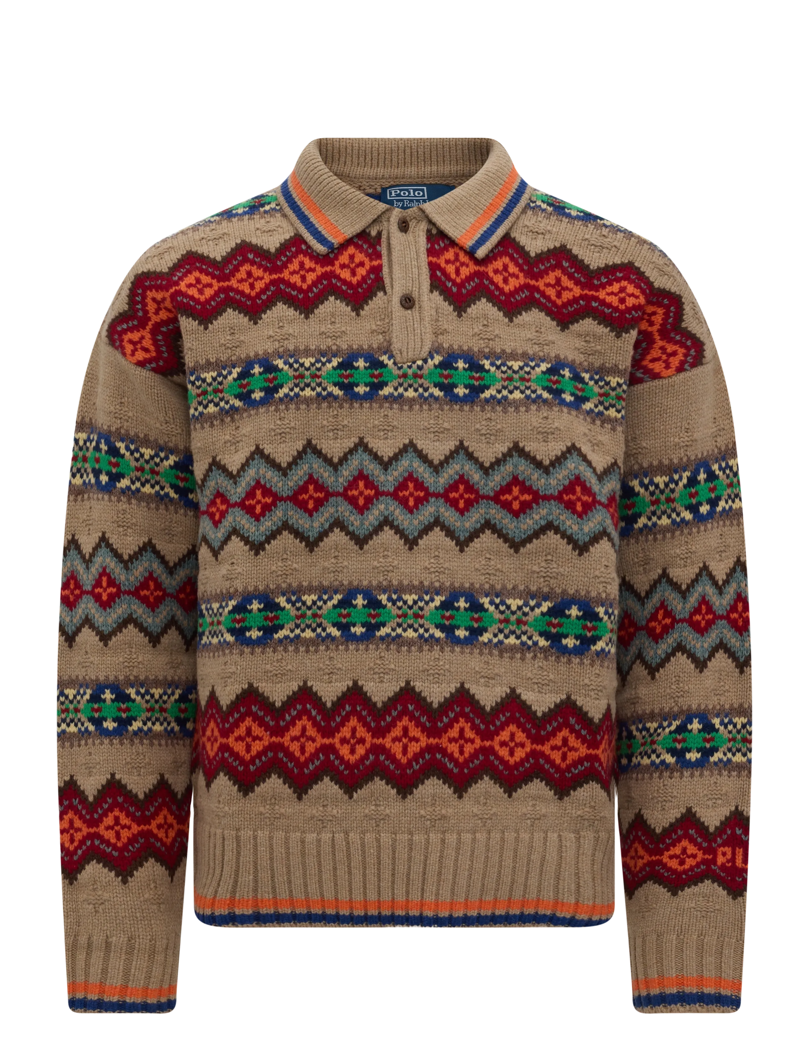 Polo Ralph Lauren Fair Isle Wool-Blend Polo-Collar Sweater - Kleidung - TAN MULTI / beige
