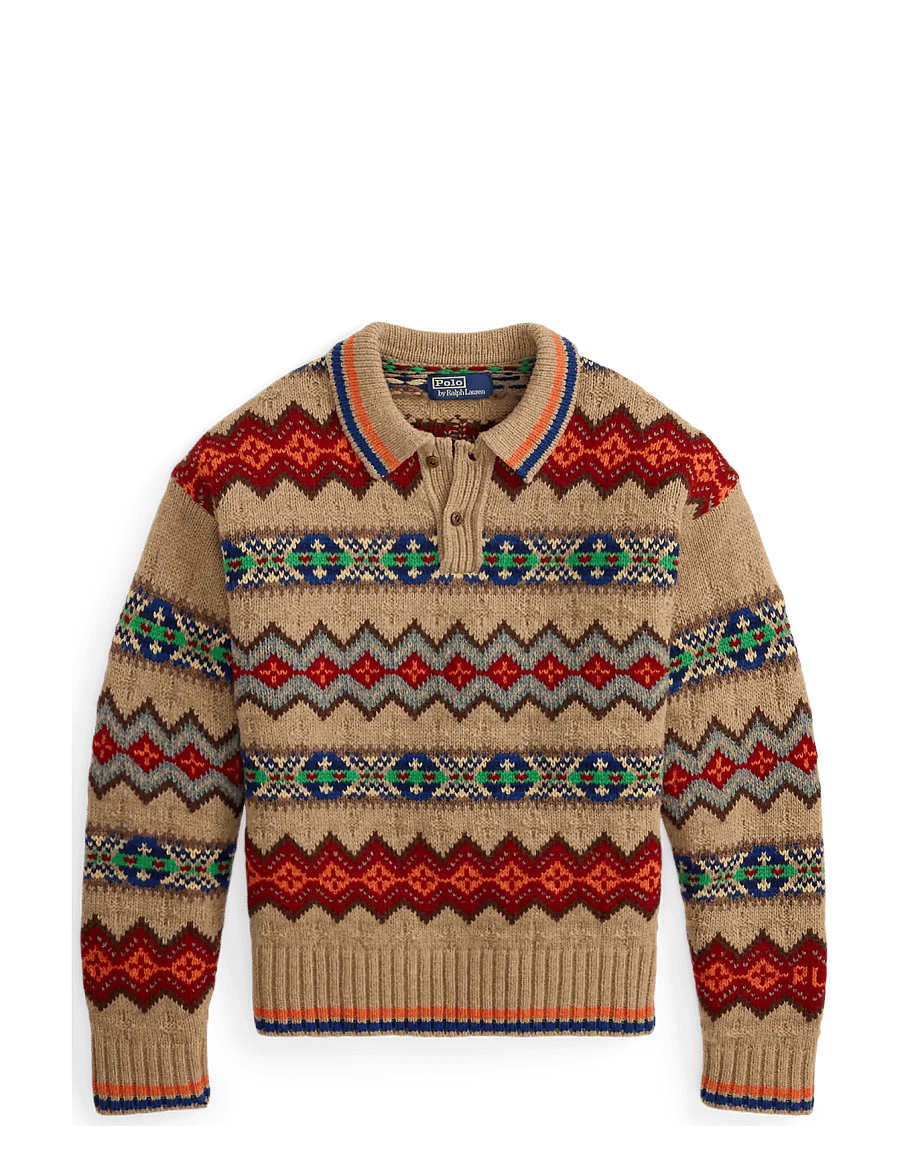 Polo Ralph Lauren - Fair Isle Wool-Blend Polo-Collar Sweater - tan multi - 1