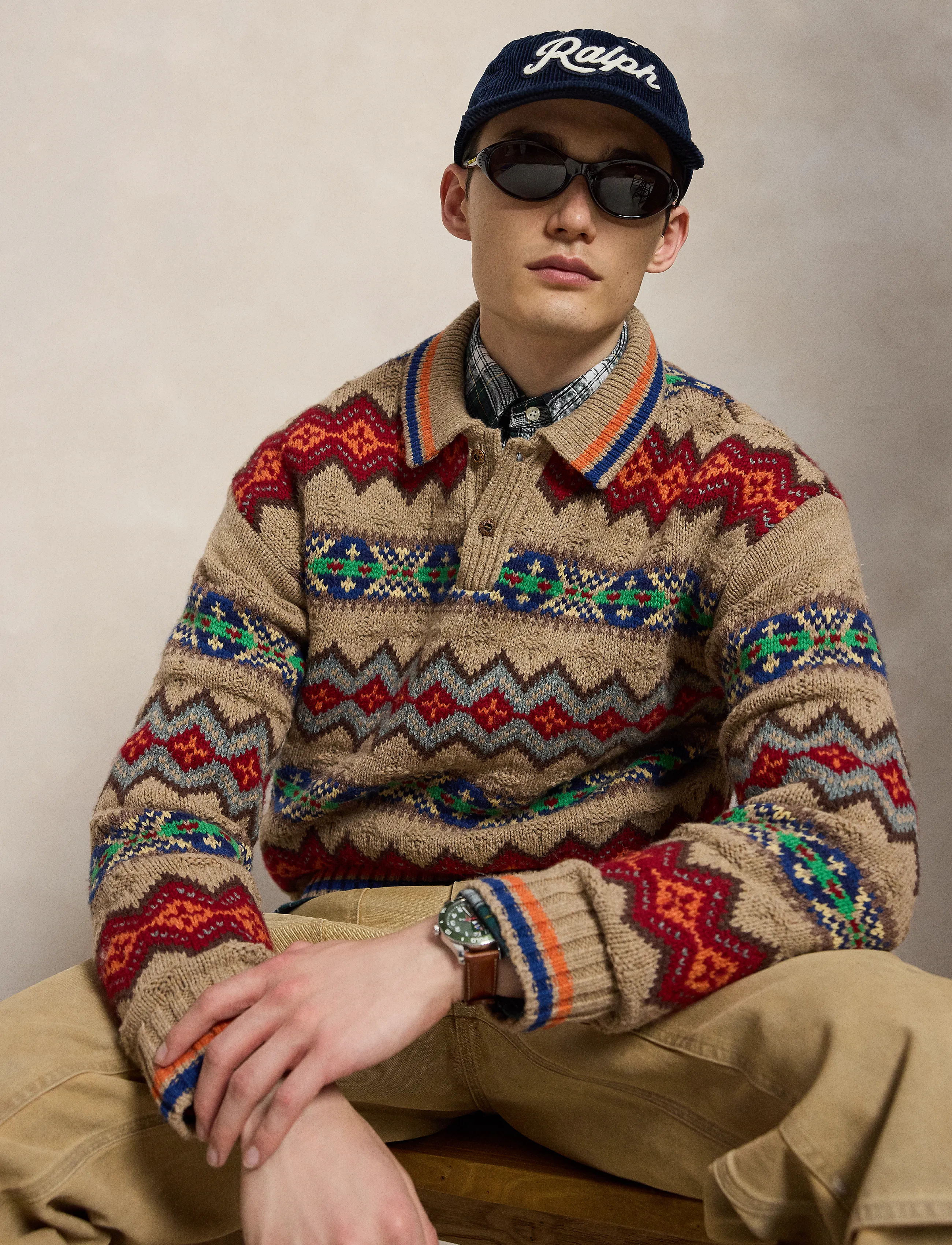 Polo Ralph Lauren - Fair Isle Wool-Blend Polo-Collar Sweater - tan multi - 0