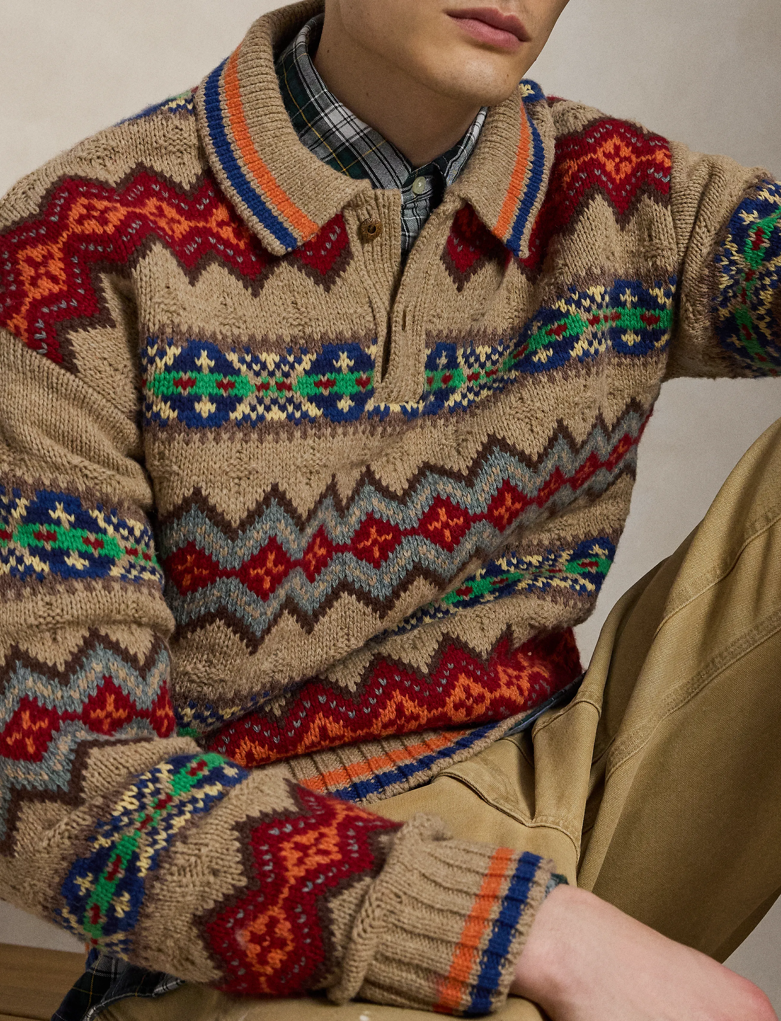 Polo Ralph Lauren - Fair Isle Wool-Blend Polo-Collar Sweater - tan multi - 4