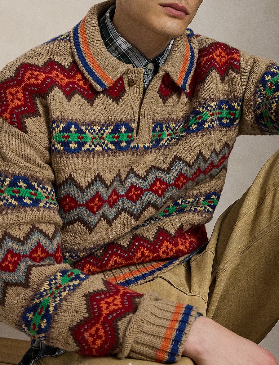 Polo Ralph Lauren - Fair Isle Wool-Blend Polo-Collar Sweater - tan multi - 4