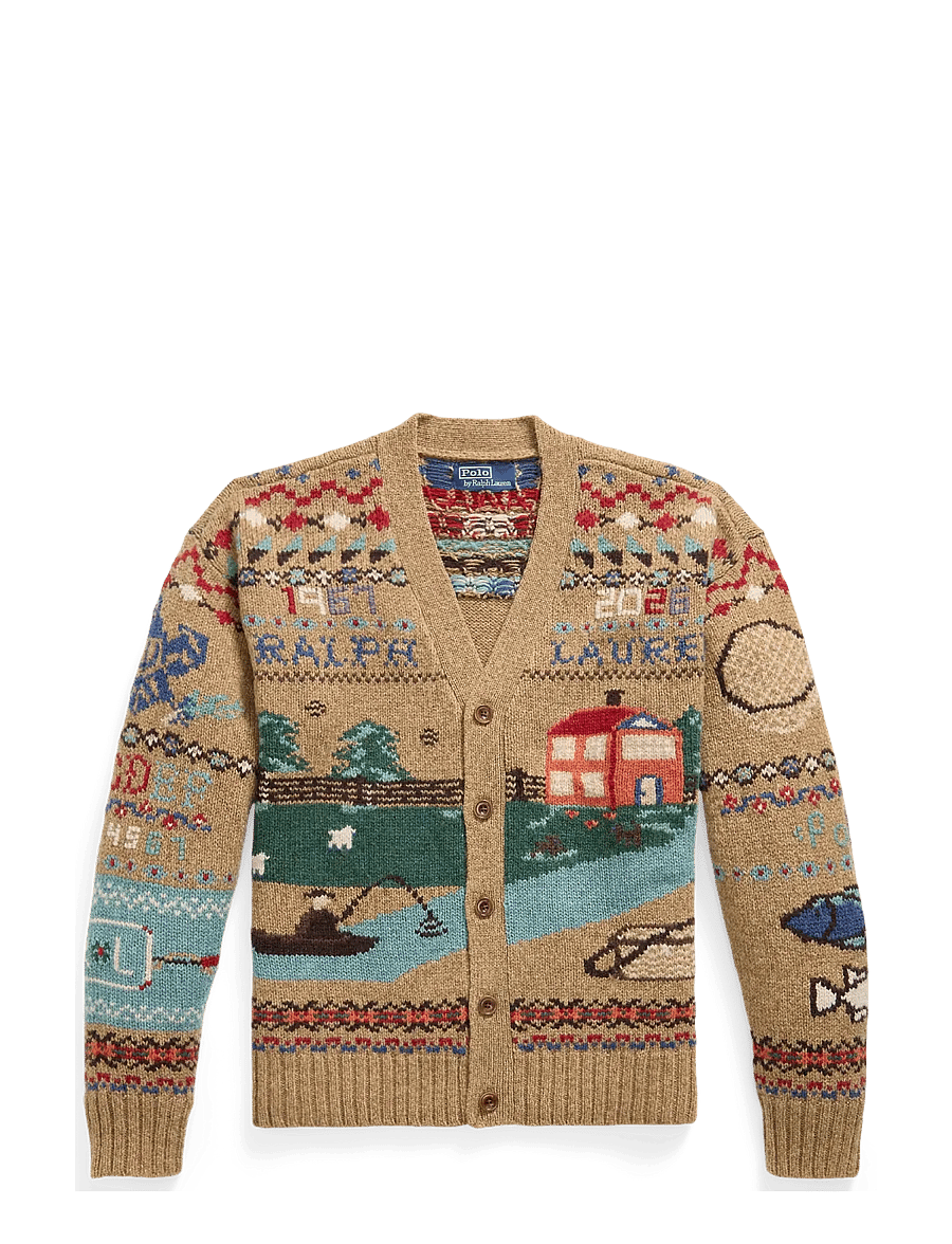 Polo Ralph Lauren - Relaxed Fit Scenic Wool Cardigan - kardiganid - tan multi - 0