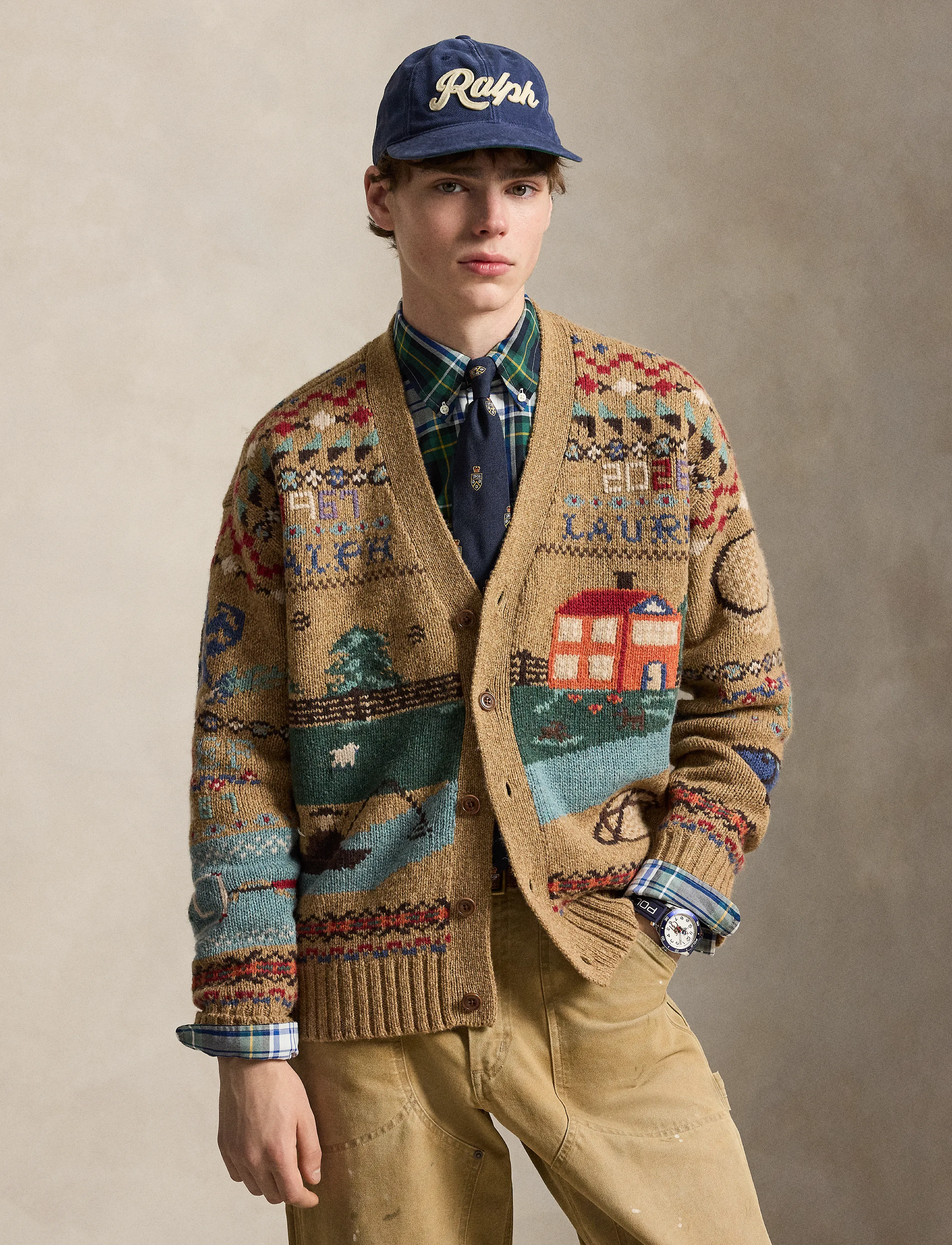 Polo Ralph Lauren Relaxed Fit Scenic Wool Cardigan - Inspiration - TAN MULTI / beige