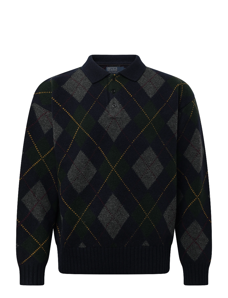 Polo Ralph Lauren - Relaxed Fit Argyle Wool-Mohair Sweater - langärmelige strick-polohemden - navy multi - 2