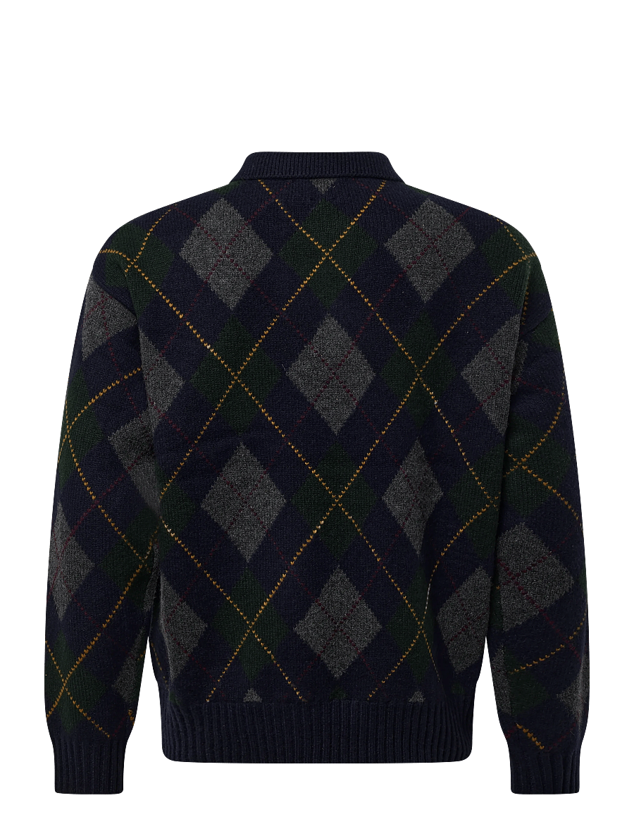 Polo Ralph Lauren - Relaxed Fit Argyle Wool-Mohair Sweater - langärmelige strick-polohemden - navy multi - 3
