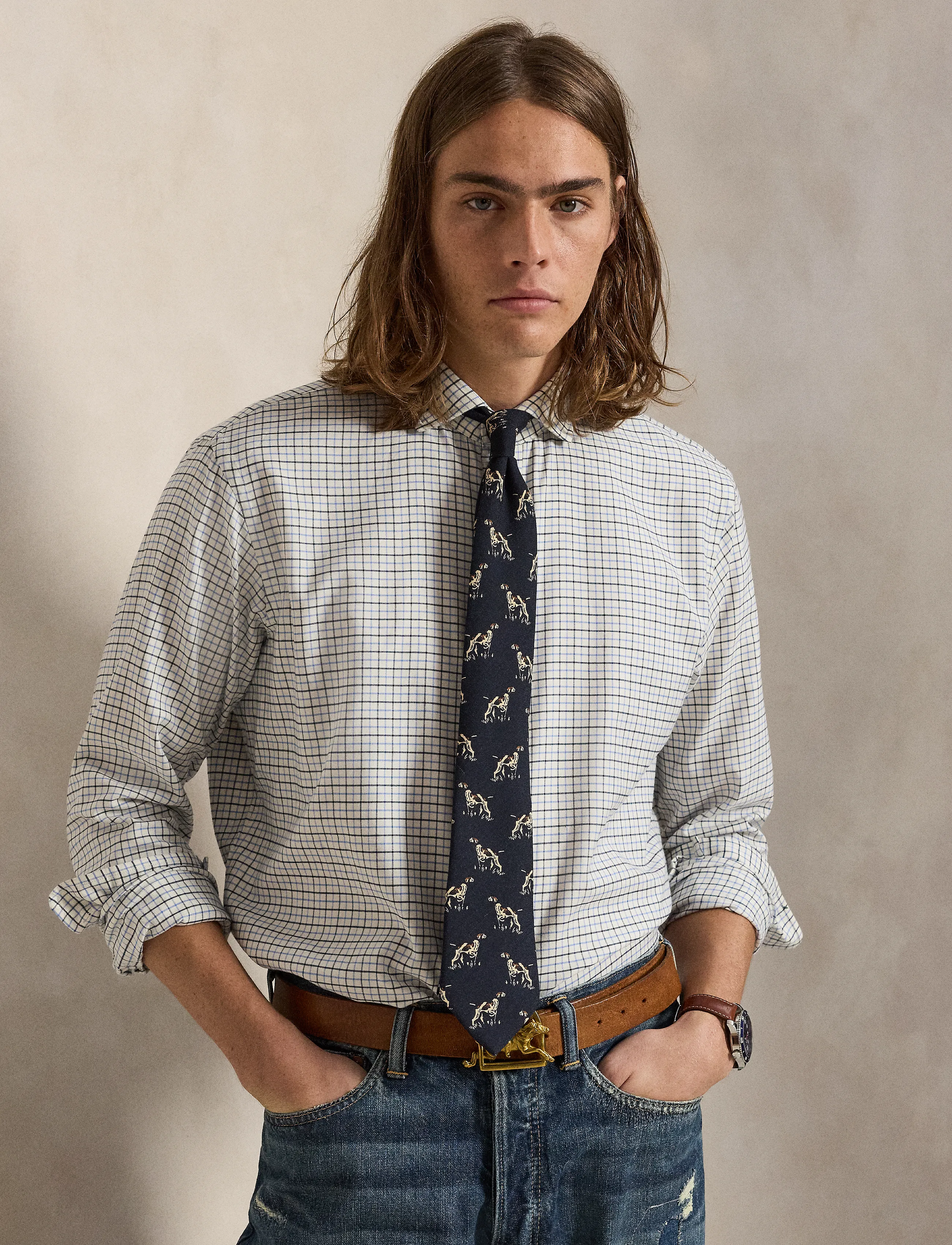 Polo Ralph Lauren - Classic Fit Tattersall Twill Shirt - 7456a off white b - 4
