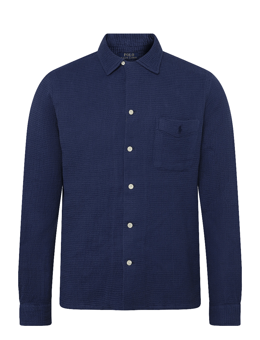 Polo Ralph Lauren - COTTON WAFFLE-WVN-SHIRT - casual shirts - light navy - 0