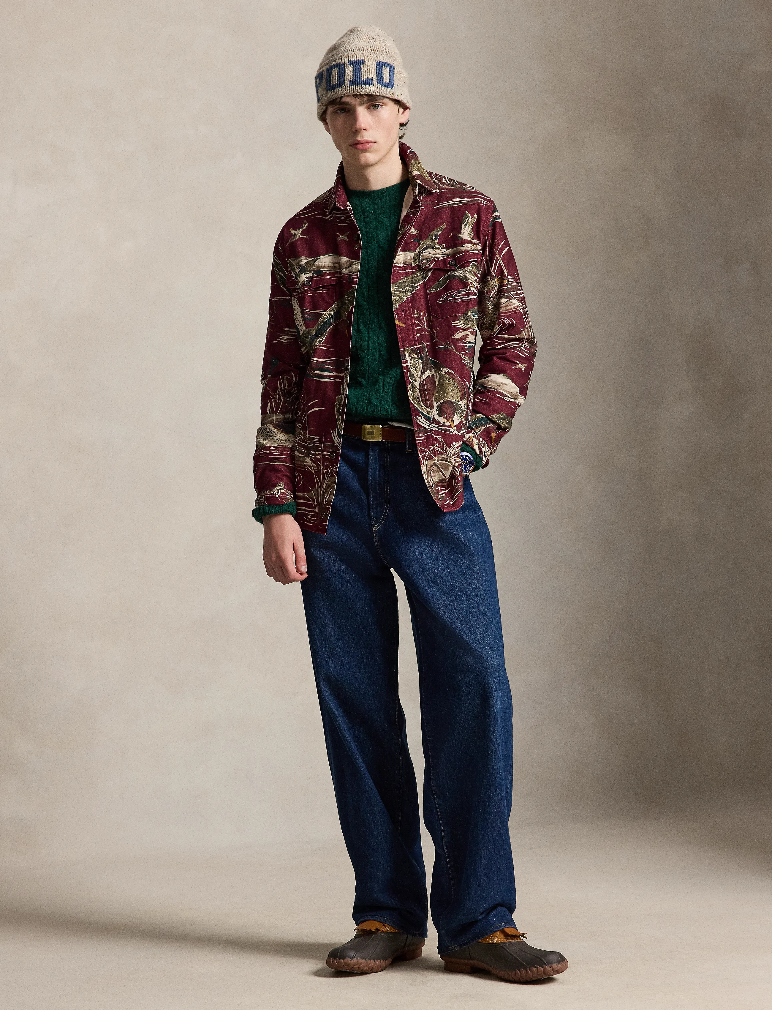 Polo Ralph Lauren Classic Fit Duck-Print Sateen Workshirt - Särgid - 7319 DUCK POND SC / burgundy