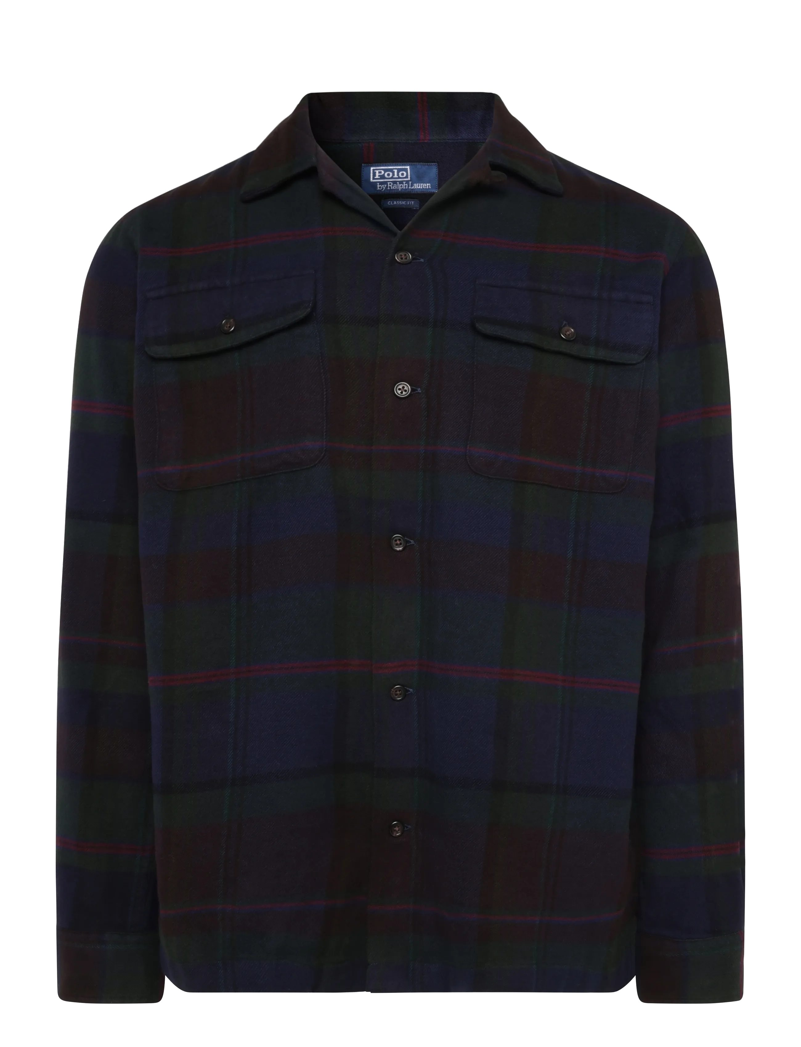 Classic Fit Plaid Suede-Trim Twill Shirt
