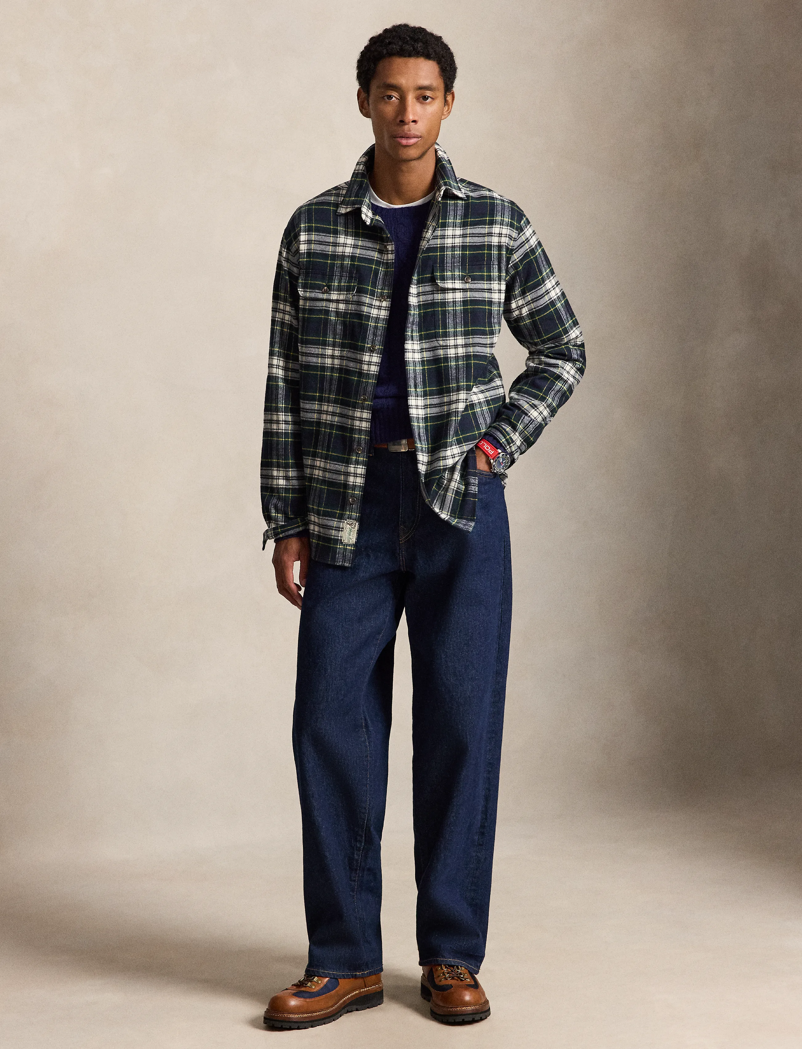 Polo Ralph Lauren - Classic Fit Plaid Flannel Workshirt - flannel-skjorter - 7390 navy green m - 4