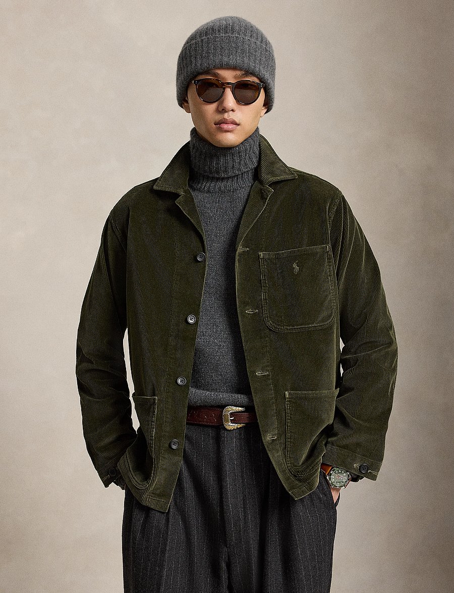 Polo Ralph Lauren - Corduroy Utility Overshirt - höstjackor - company olive - 3