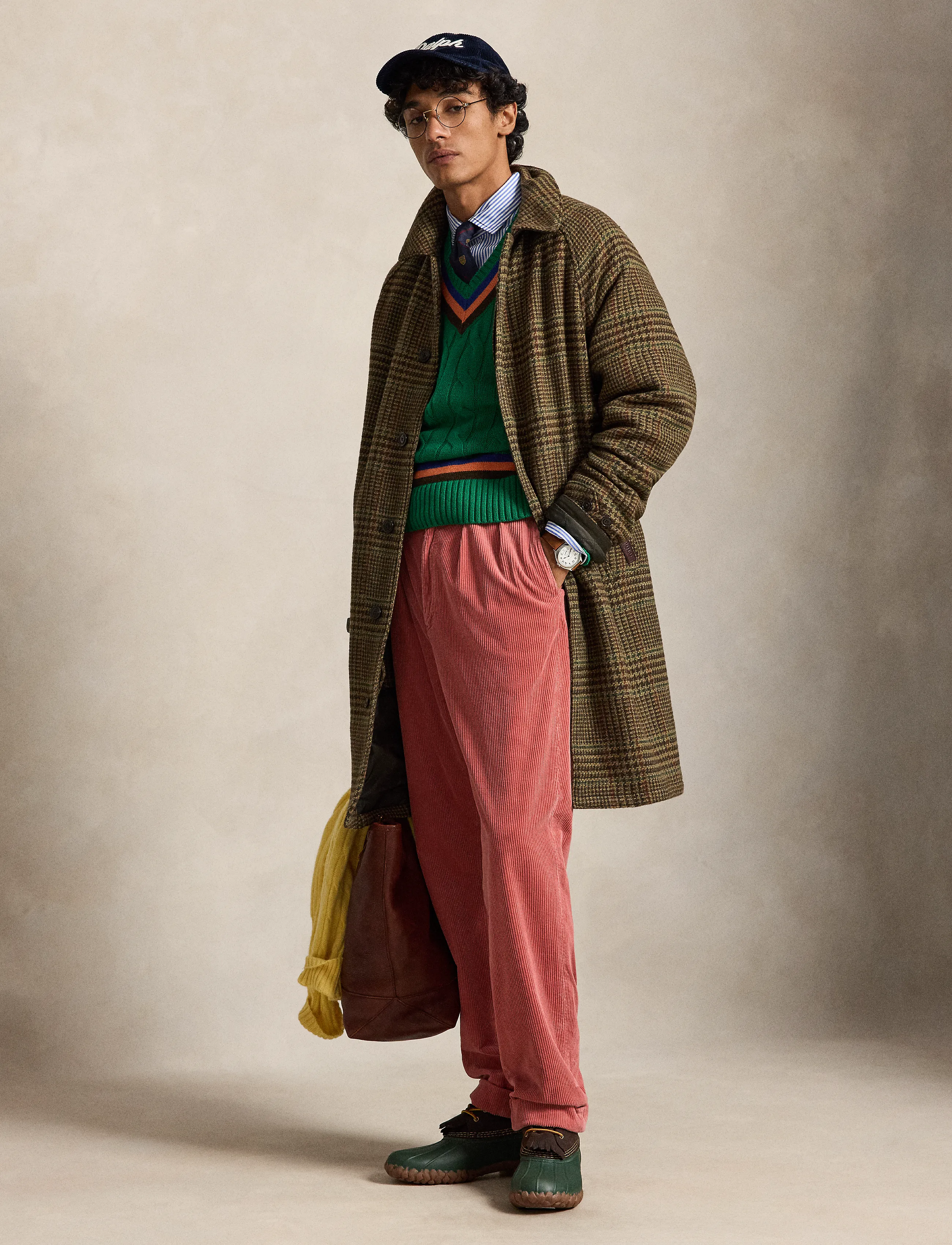 Polo Ralph Lauren The Langdon Plaid Tweed Walking Coat - Polo Ralph Lauren - HERITAGE LODEN RU / brown