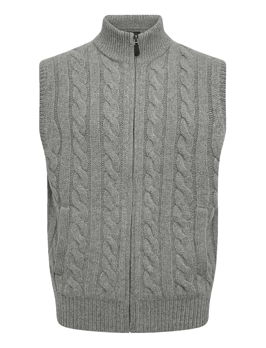 Polo Ralph Lauren - Cable-Knit Wool-Cashmere Sweater Vest - strikveste - fawn grey heather - 1