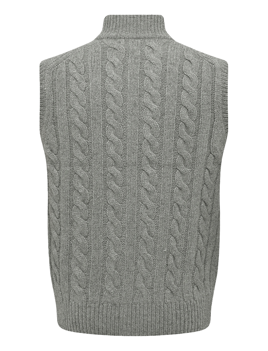 Polo Ralph Lauren - Cable-Knit Wool-Cashmere Sweater Vest - strikveste - fawn grey heather - 2