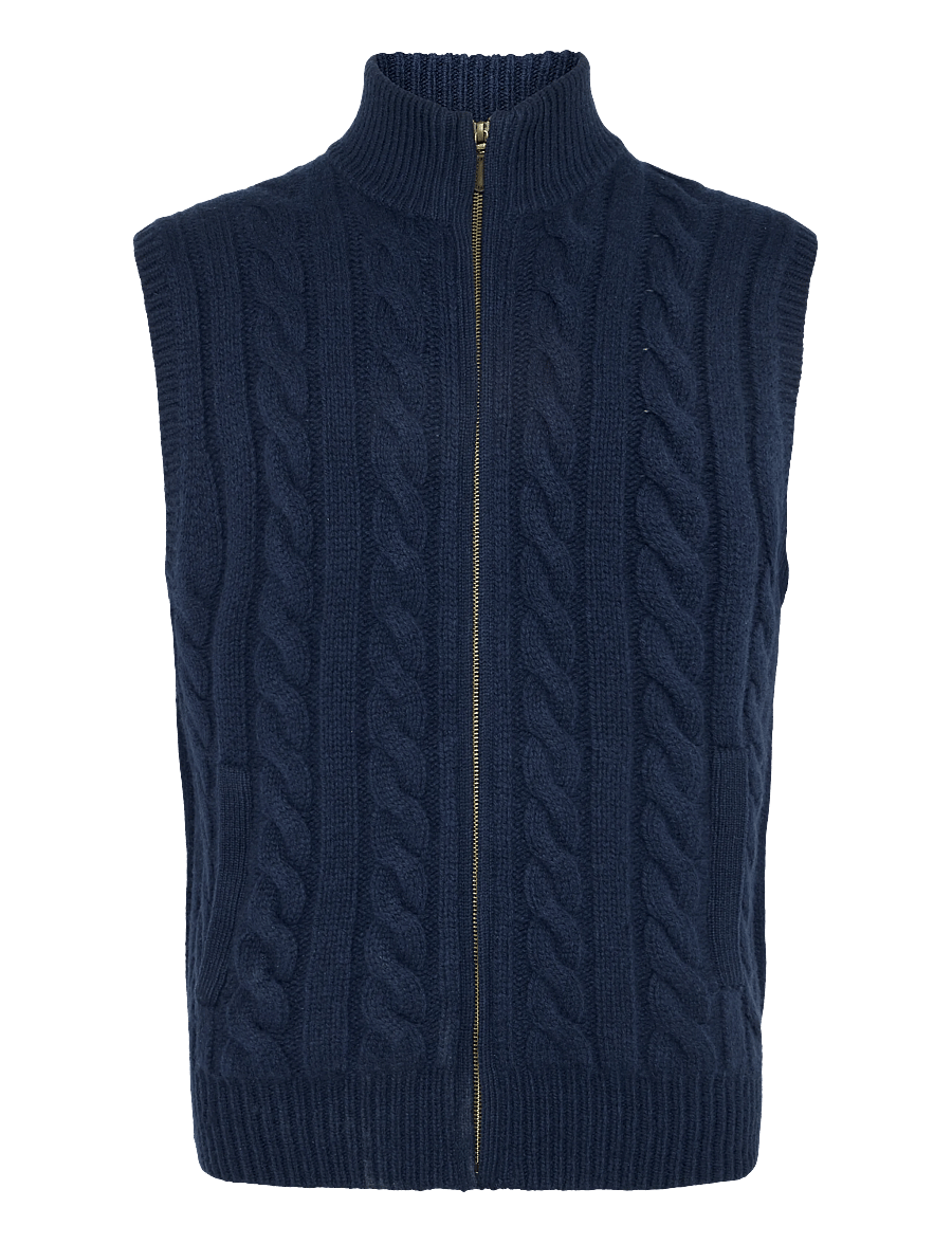 Polo Ralph Lauren - Cable-Knit Wool-Cashmere Sweater Vest - kamizelki z dzianiny - hunter navy - 2