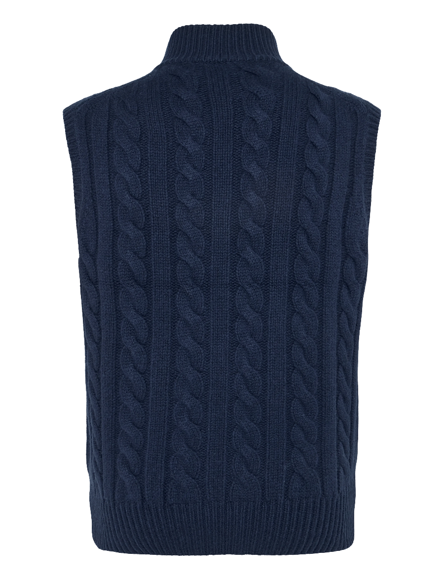 Polo Ralph Lauren - Cable-Knit Wool-Cashmere Sweater Vest - kamizelki z dzianiny - hunter navy - 3