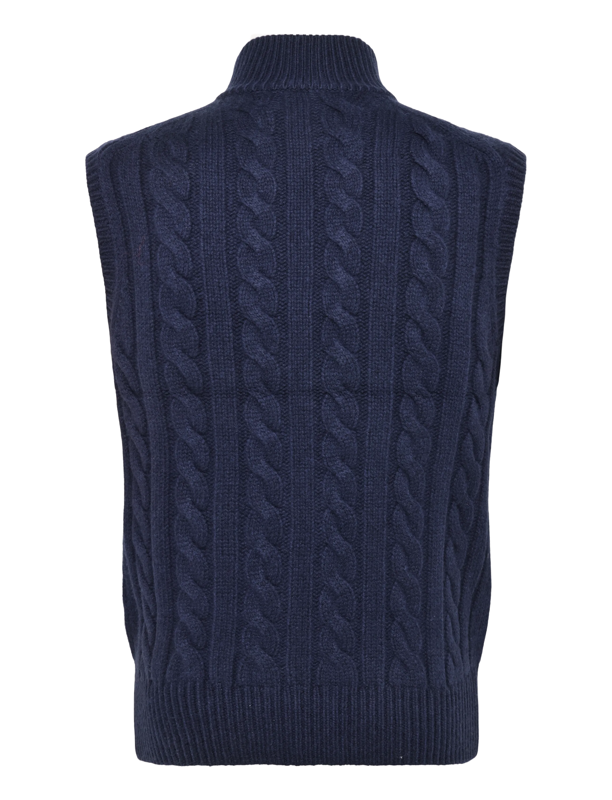 Polo Ralph Lauren - Cable-Knit Wool-Cashmere Sweater Vest - knitted vests - hunter navy - 3
