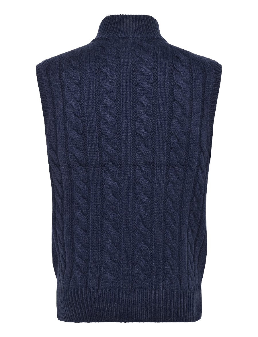 Polo Ralph Lauren - Cable-Knit Wool-Cashmere Sweater Vest - knitted vests - hunter navy - 3