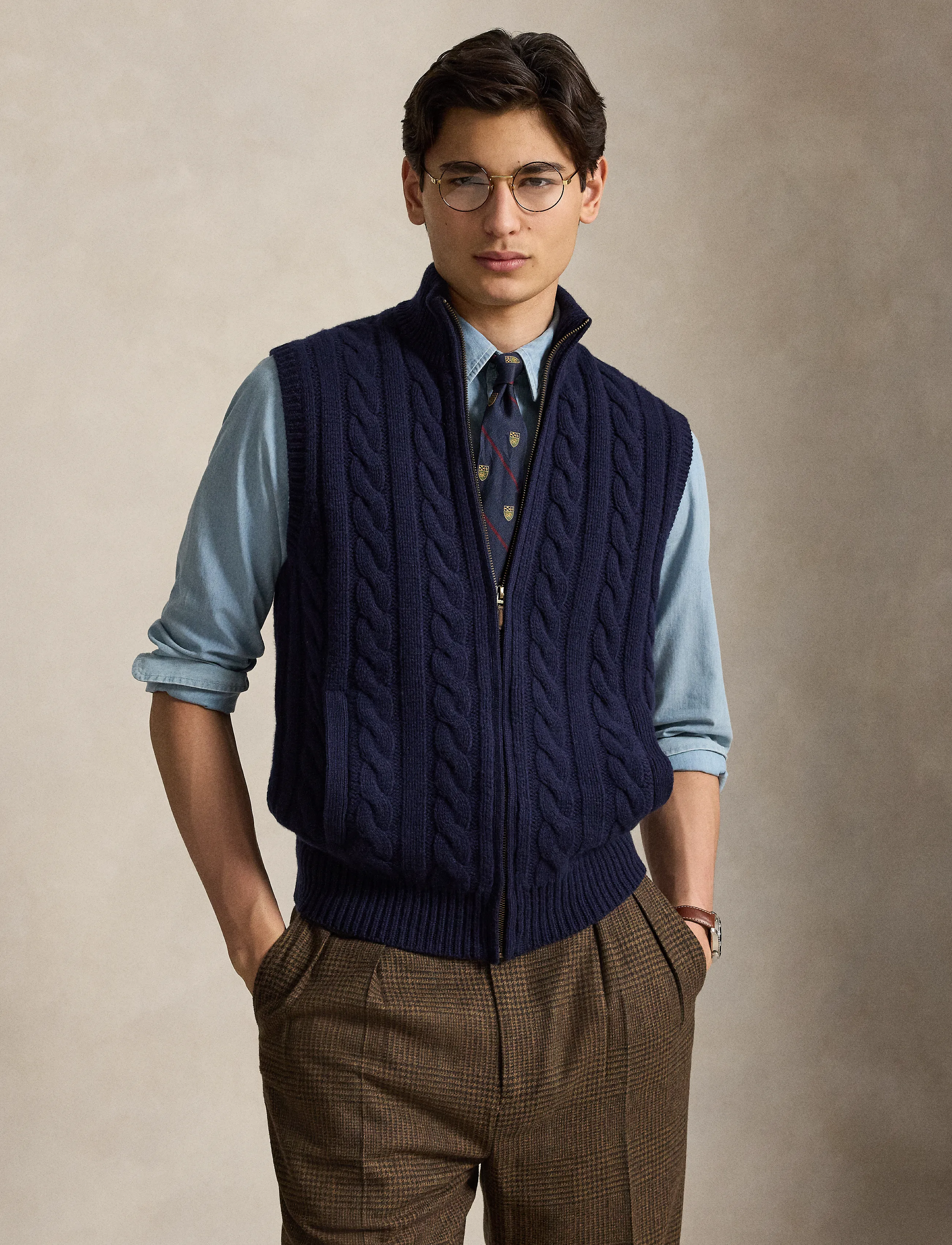 Cable-Knit Wool-Cashmere Sweater Vest